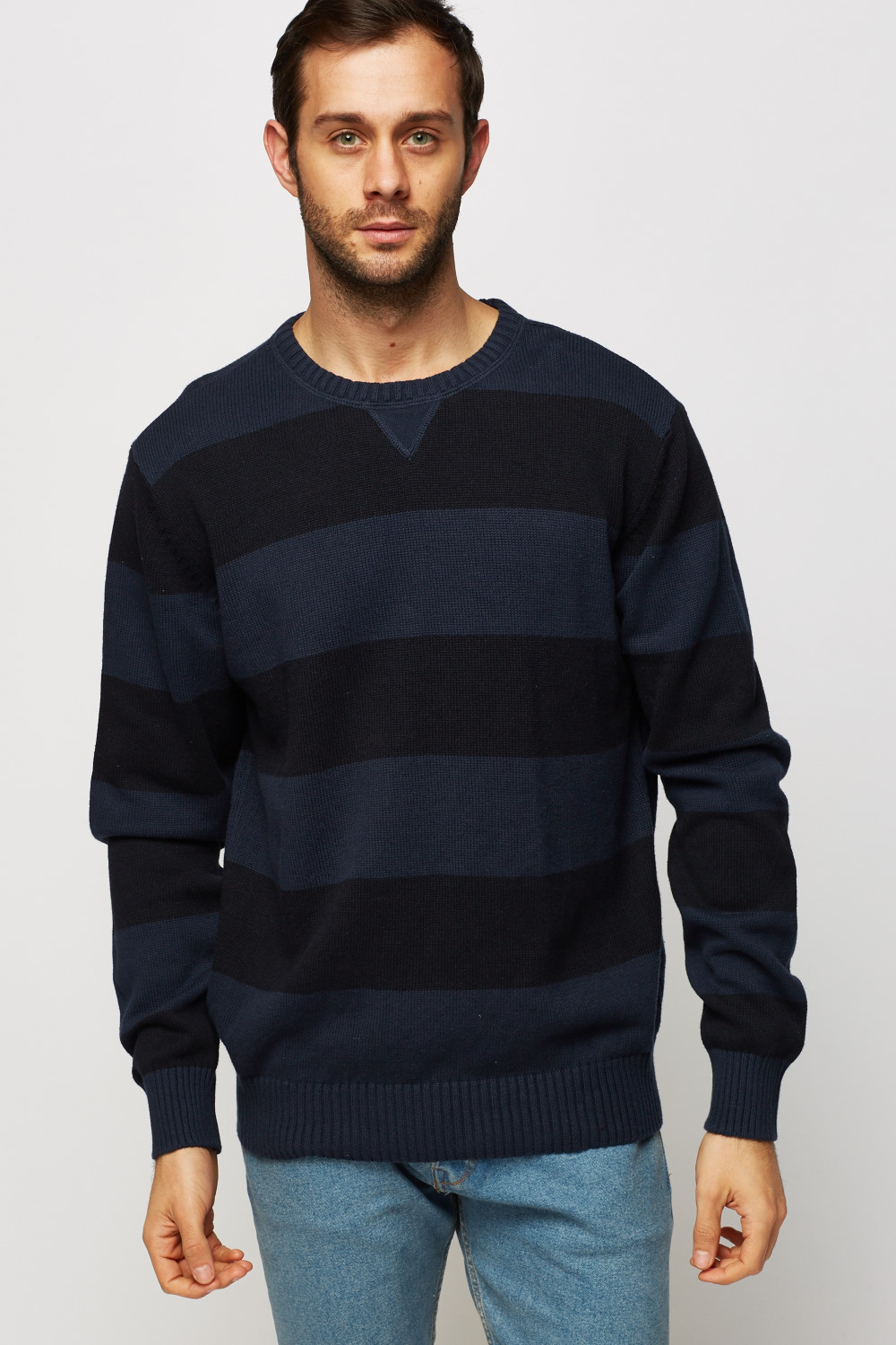 Striped Knitted Round Neck Jumper - Just £5