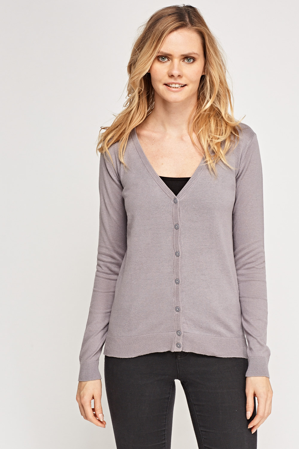 Button Up V- Neck Cardigan - Just $4