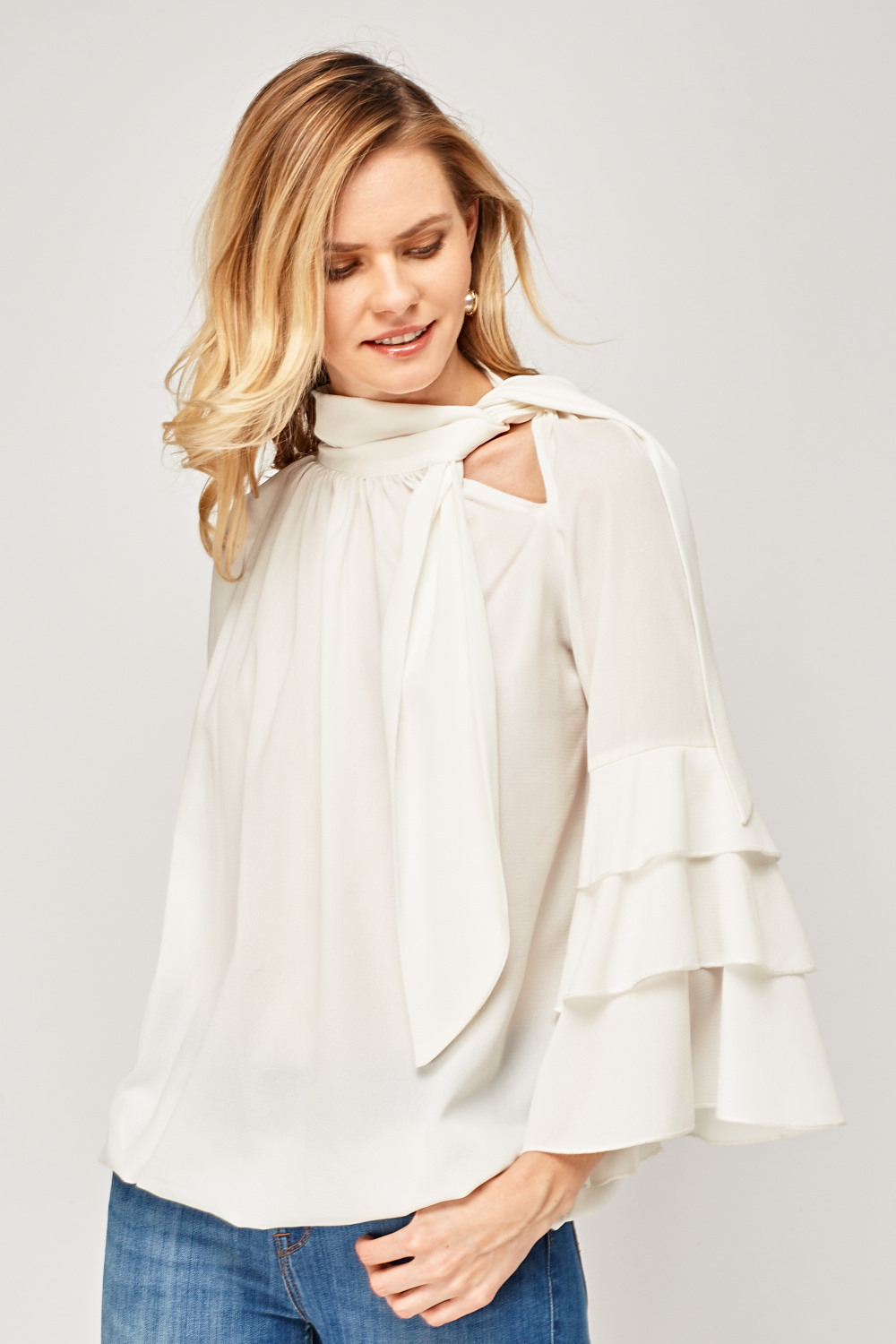 Layered Flared Sleeve Blouse - Just $7