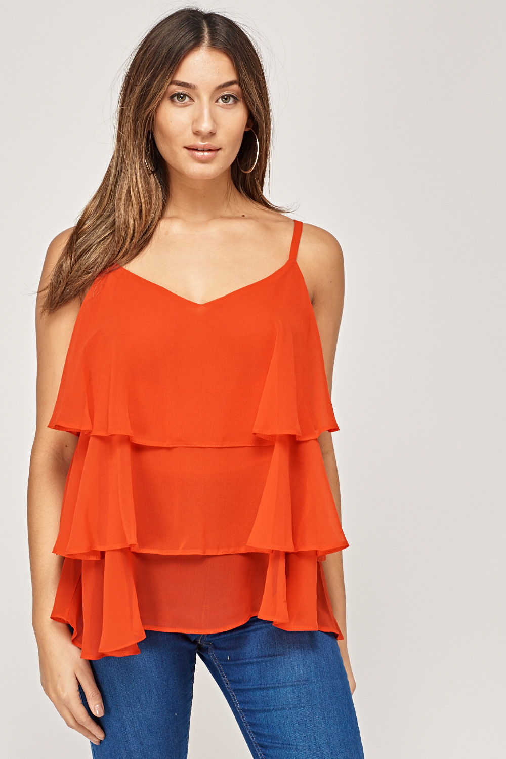 Flared Overlay Sheer Cami Top - Just $7