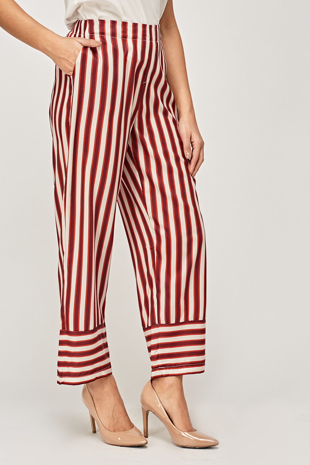Striped Sateen Basic Trousers - Just $6