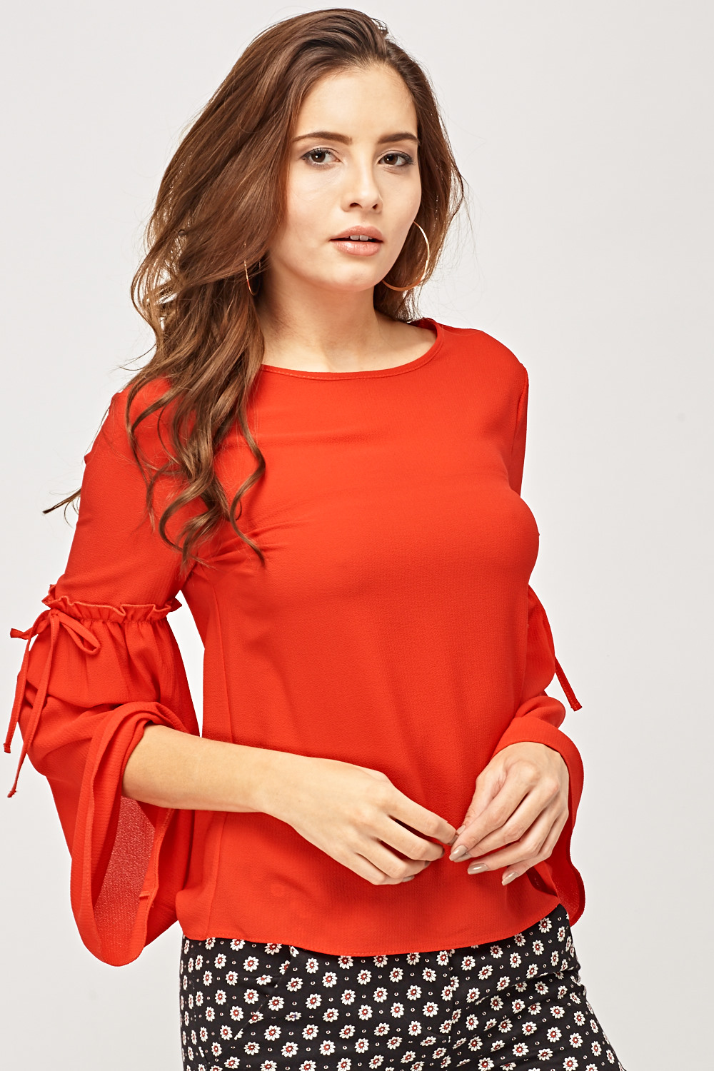 Flared Sleeve Red Sheer Top - Just $2