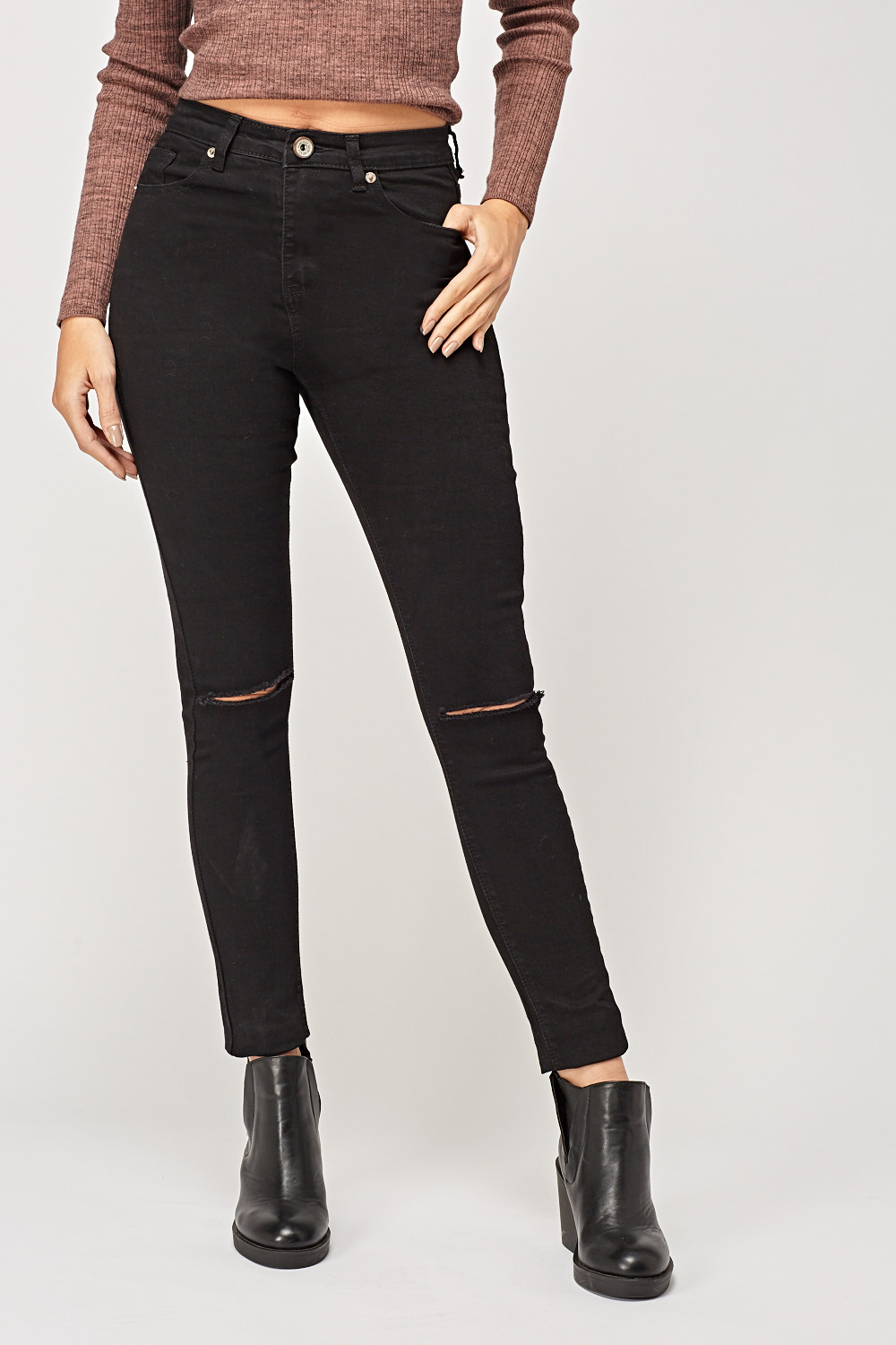 Ripped Knee Black Jeans - Just $7