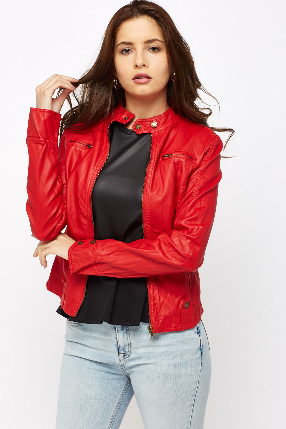 Red Faux Leather Jacket Just 7