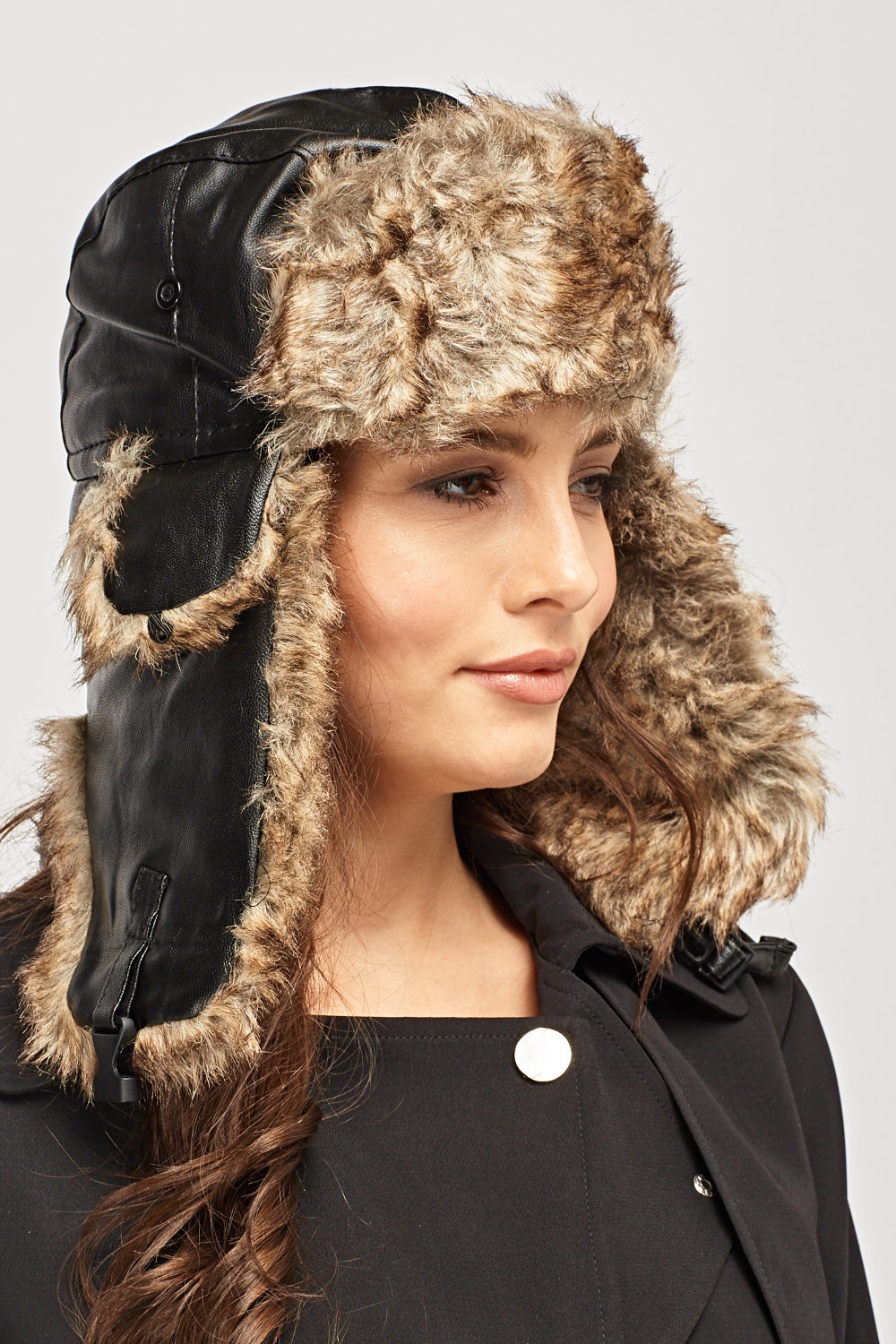 Faux Leather Padded Trapper Hat - Just $6