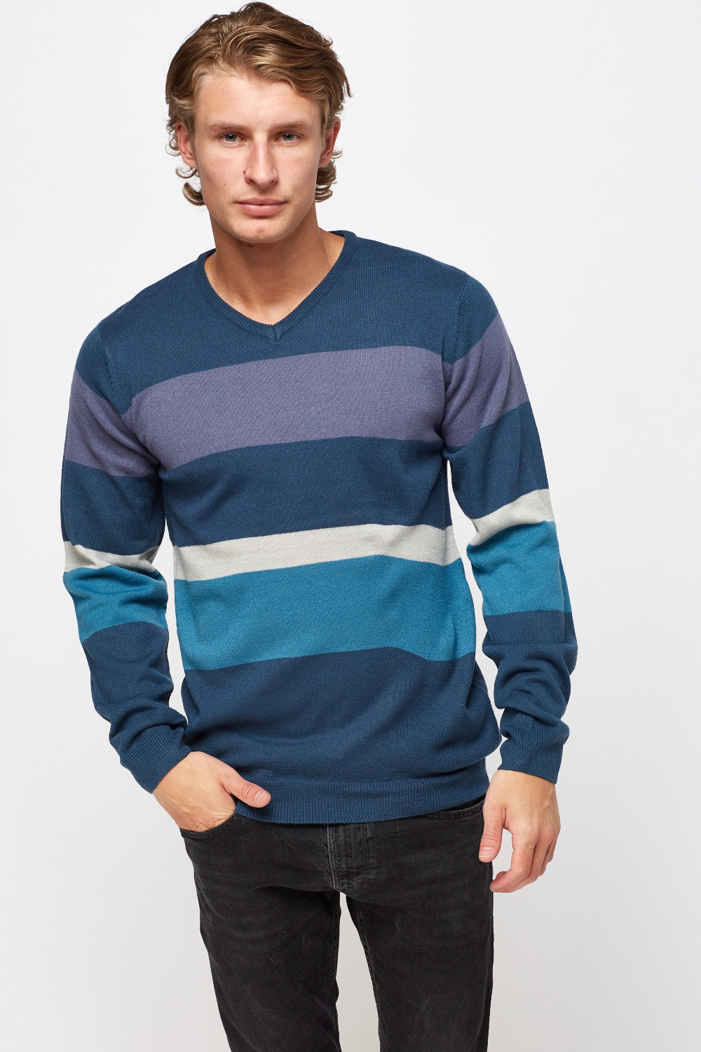 Striped V-Neck Sweater - Just $7