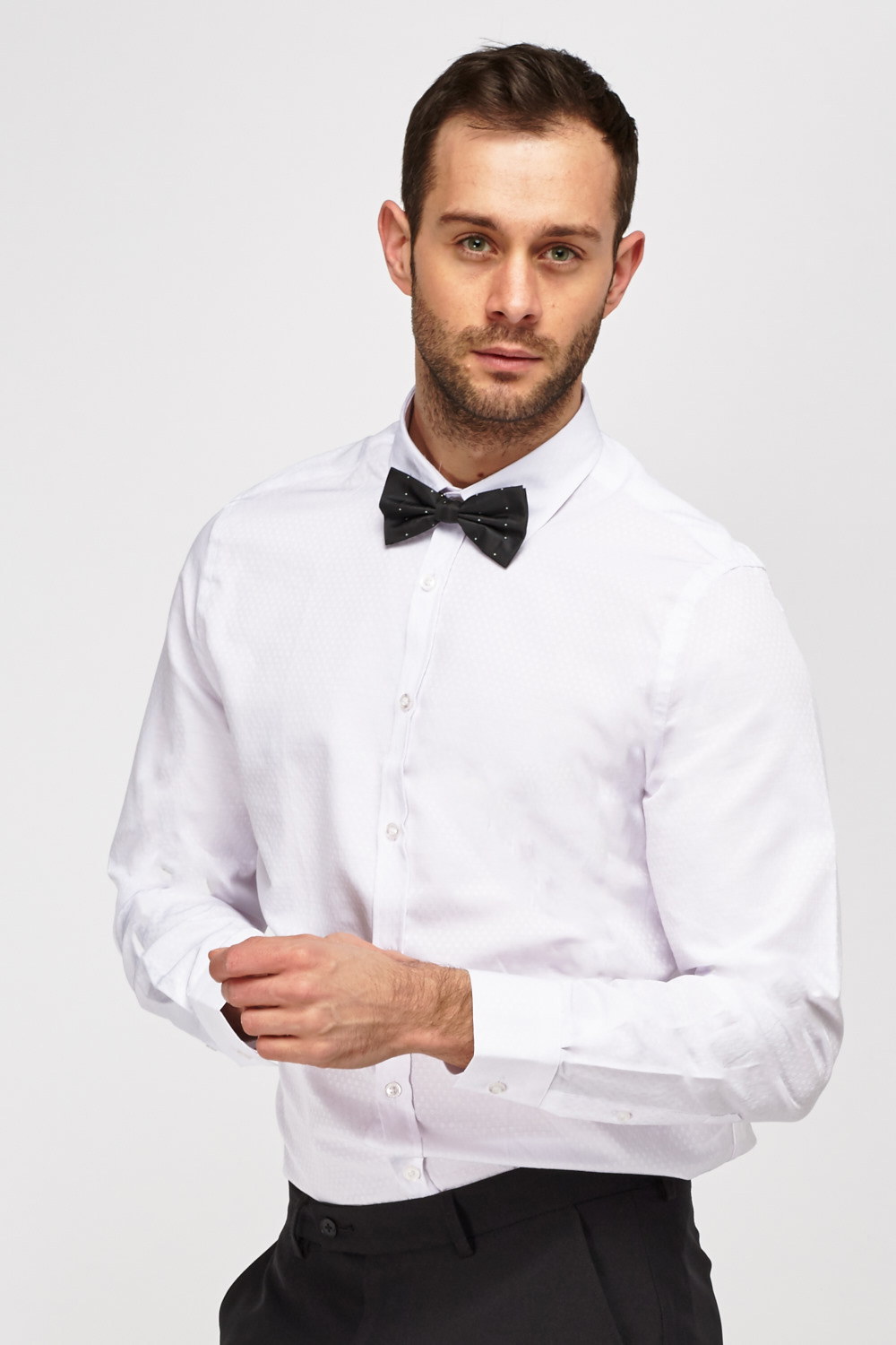 Bow Tie Neck Formal Shirt - Just $7