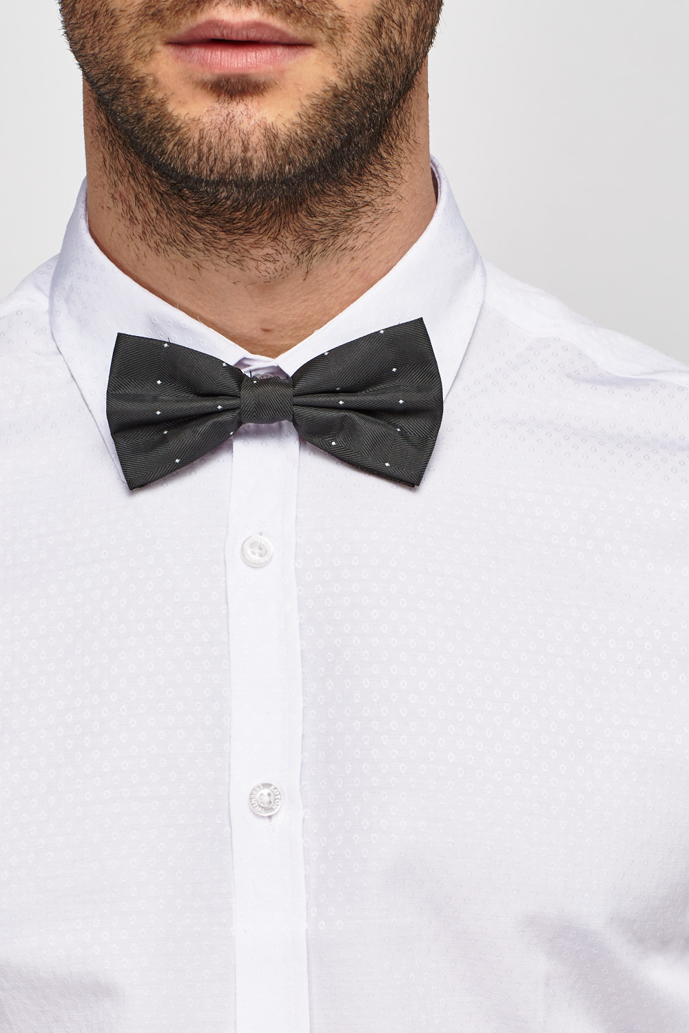 Bow Tie Neck Formal Shirt - Just $7