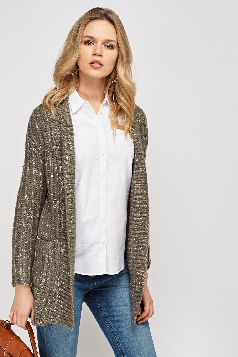 Chunky Knitted Ripped Cardigan Just