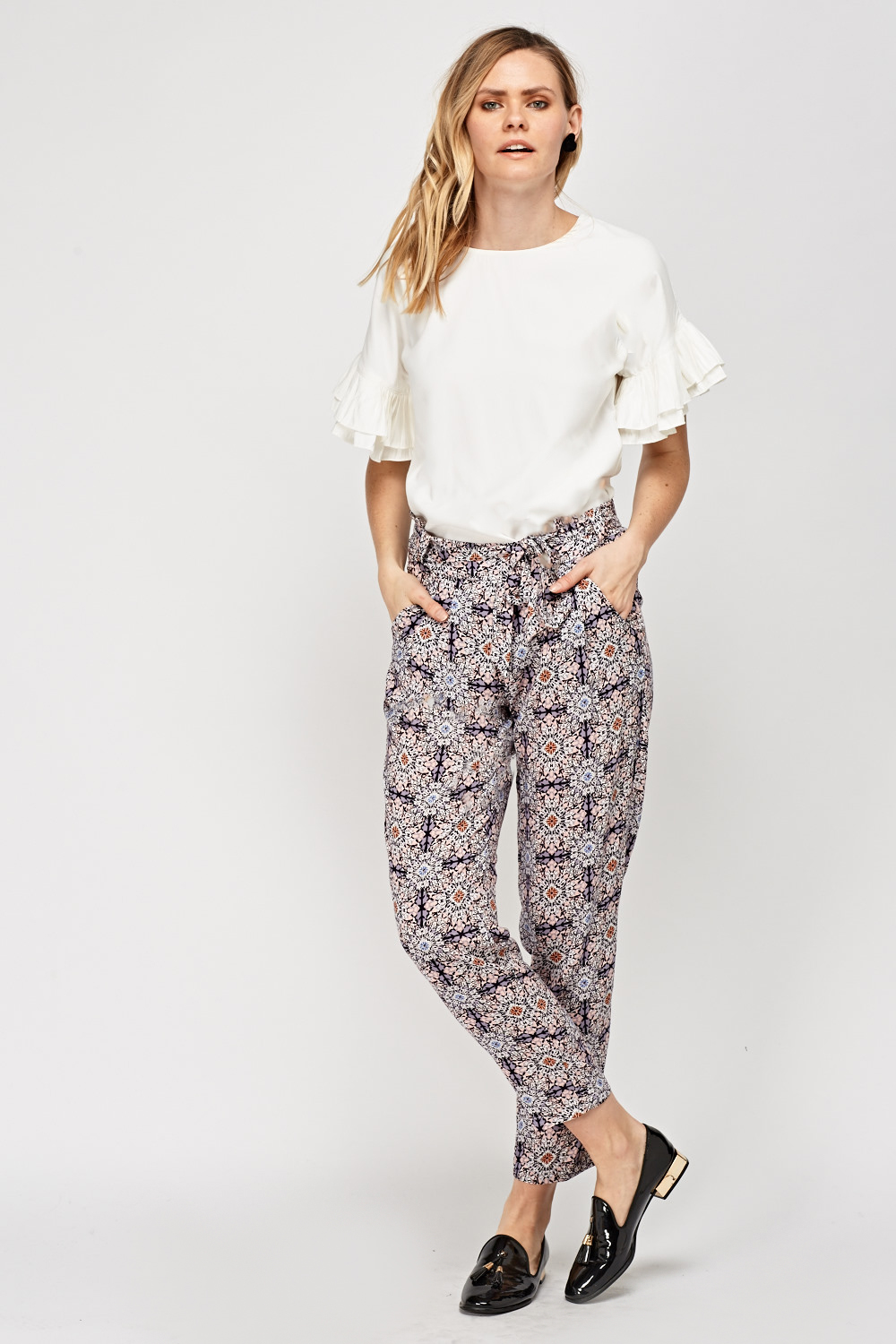 Mixed Floral Printed Trousers - Just $7