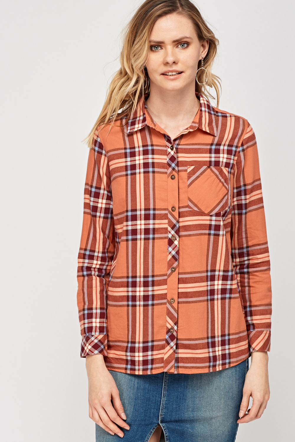 Rust Checked Shirt - Just $6