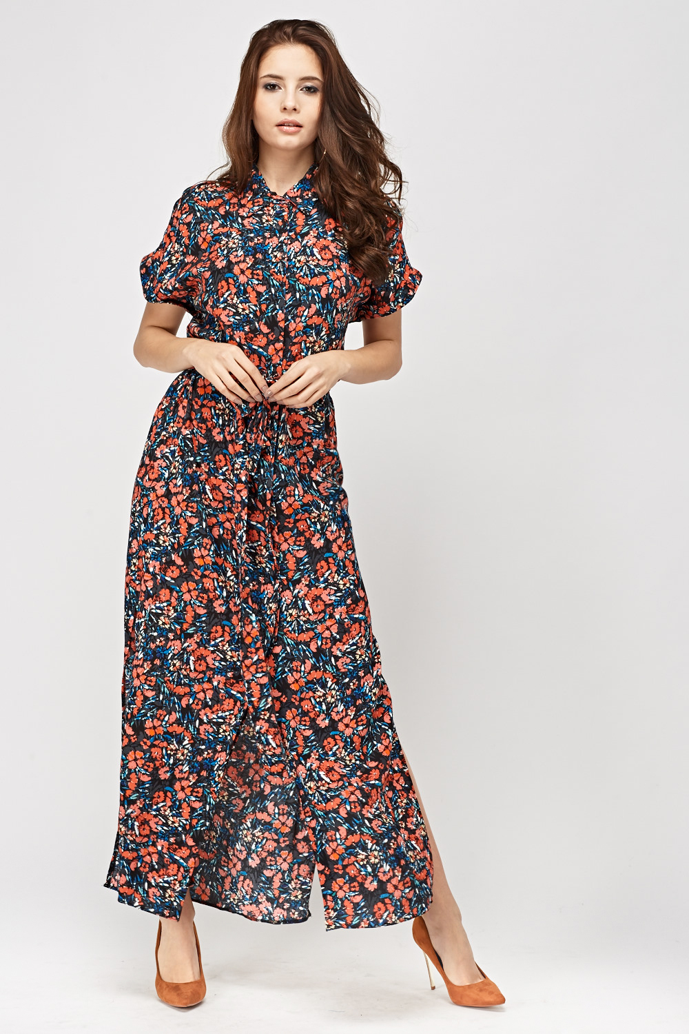 Button Up Floral Maxi Dress - Just $6