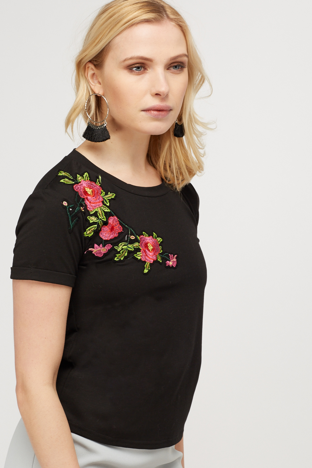 Embroidered Rose T-Shirt - Just $6
