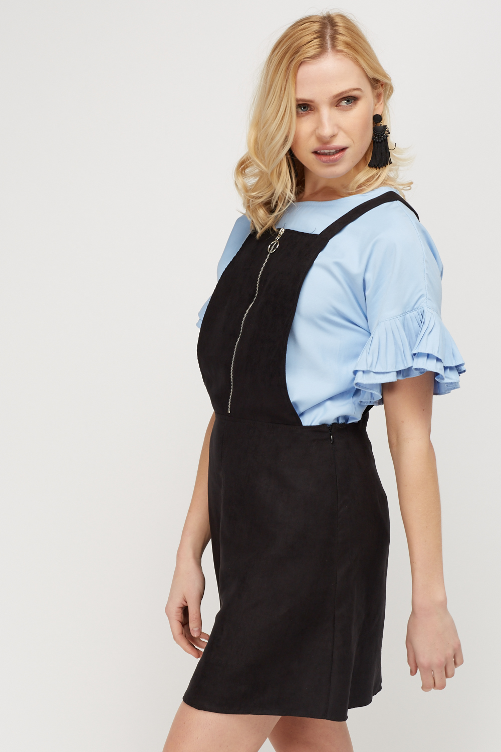 pinafore dress with zip front