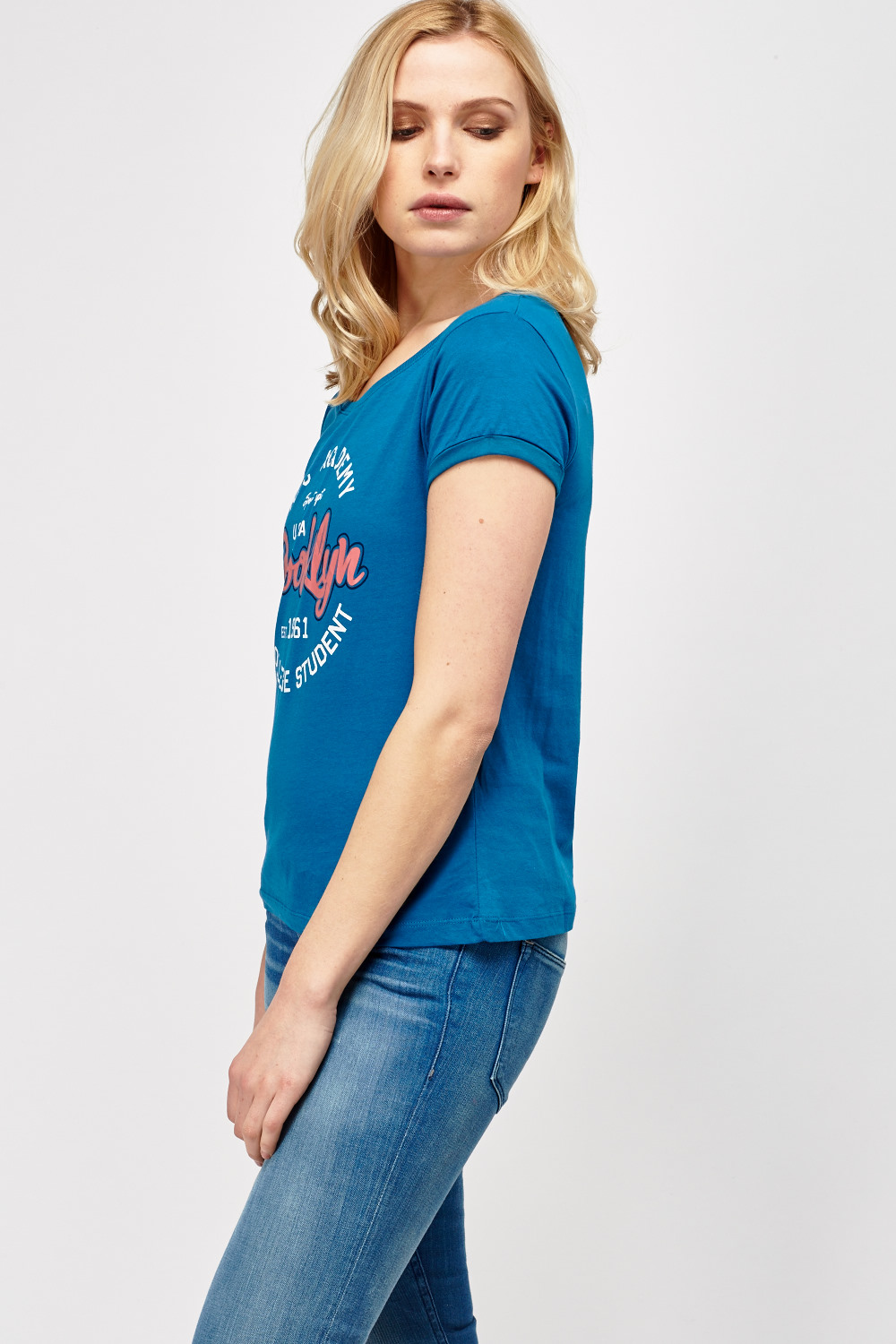 Printed Turquoise T-Shirt - Just $3