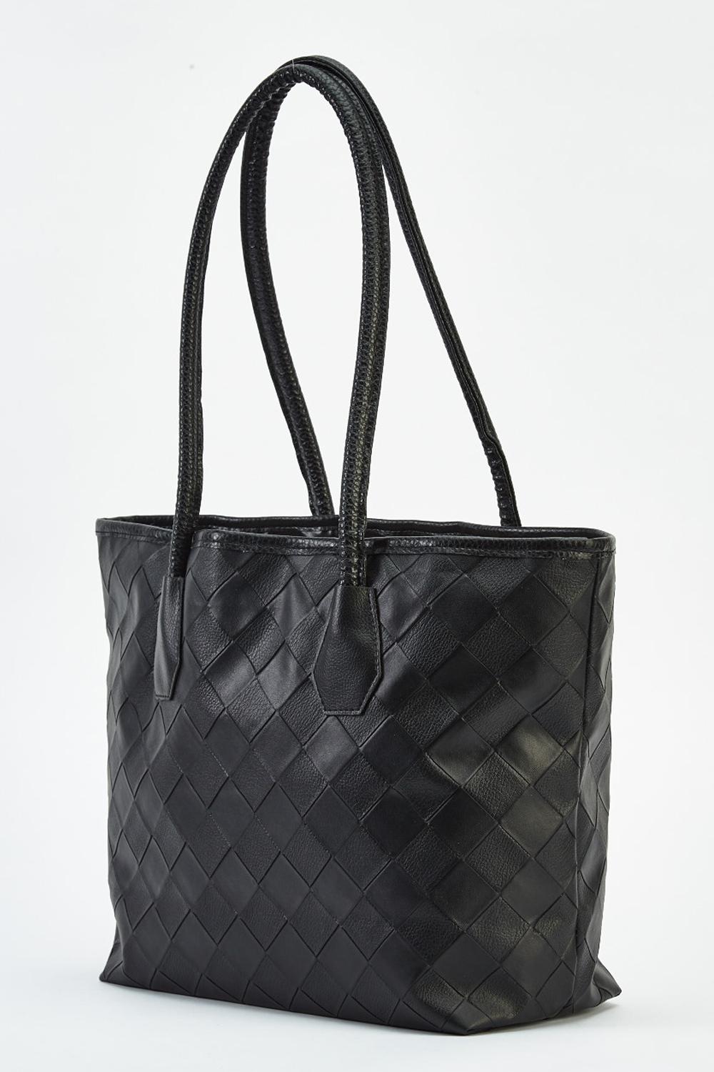 Basket Weave Faux Leather Handbag - Just $7