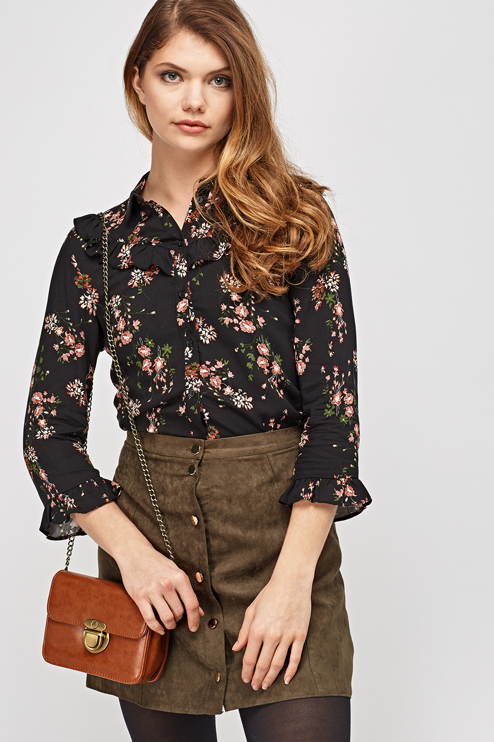 Floral Frilled Sleeve Blouse  Just 6