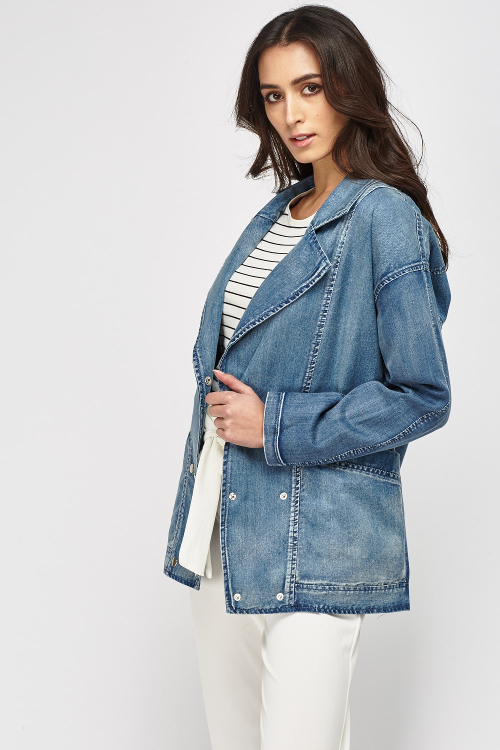 Double Breasted Denim Jacket - Just $7