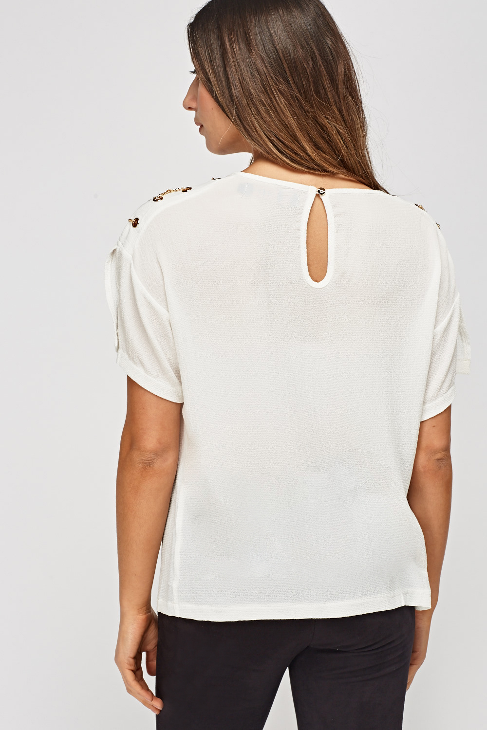 Chain Detailed Sleeve Top - Just $7