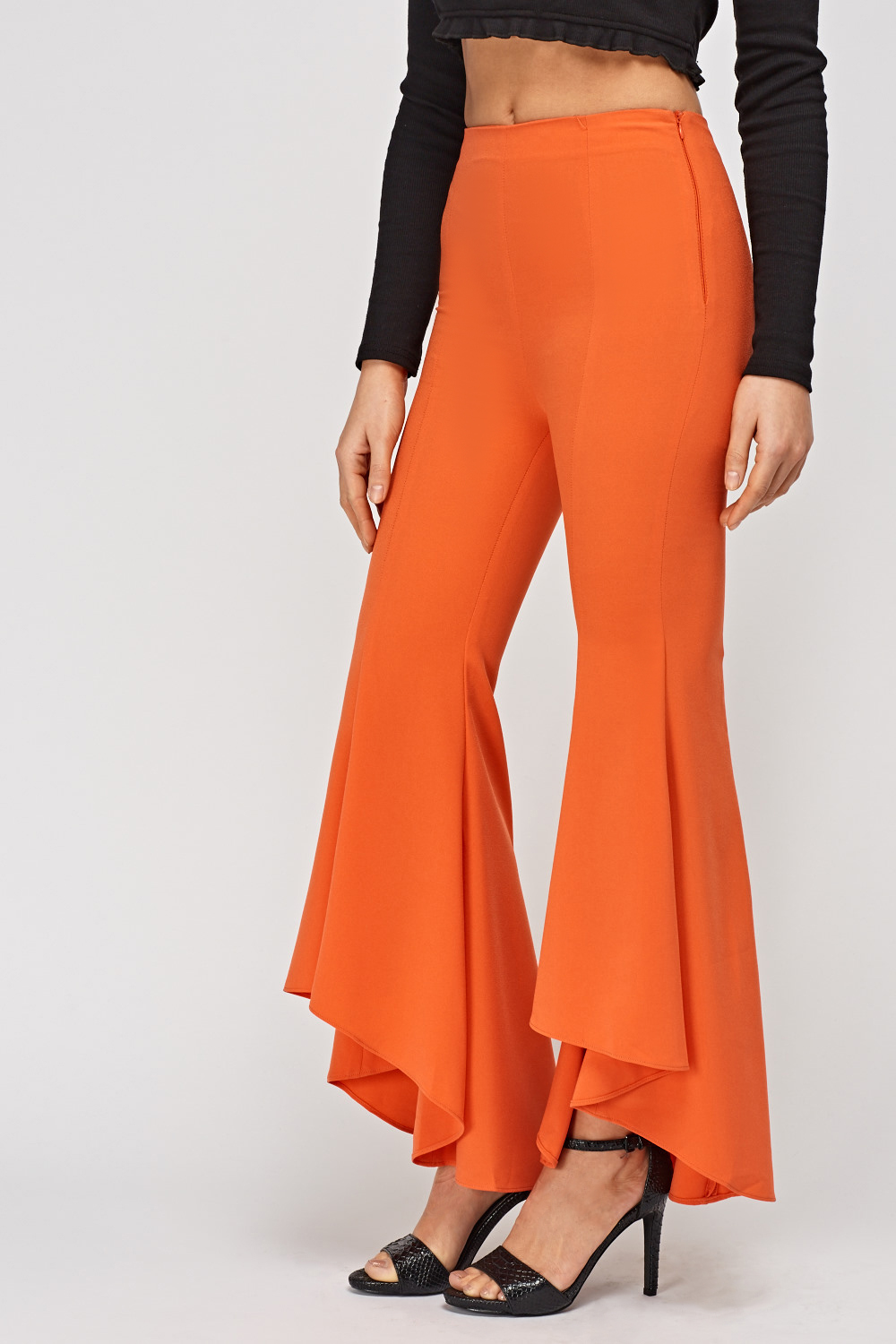 Orange Flare Hem Trousers - Just $7