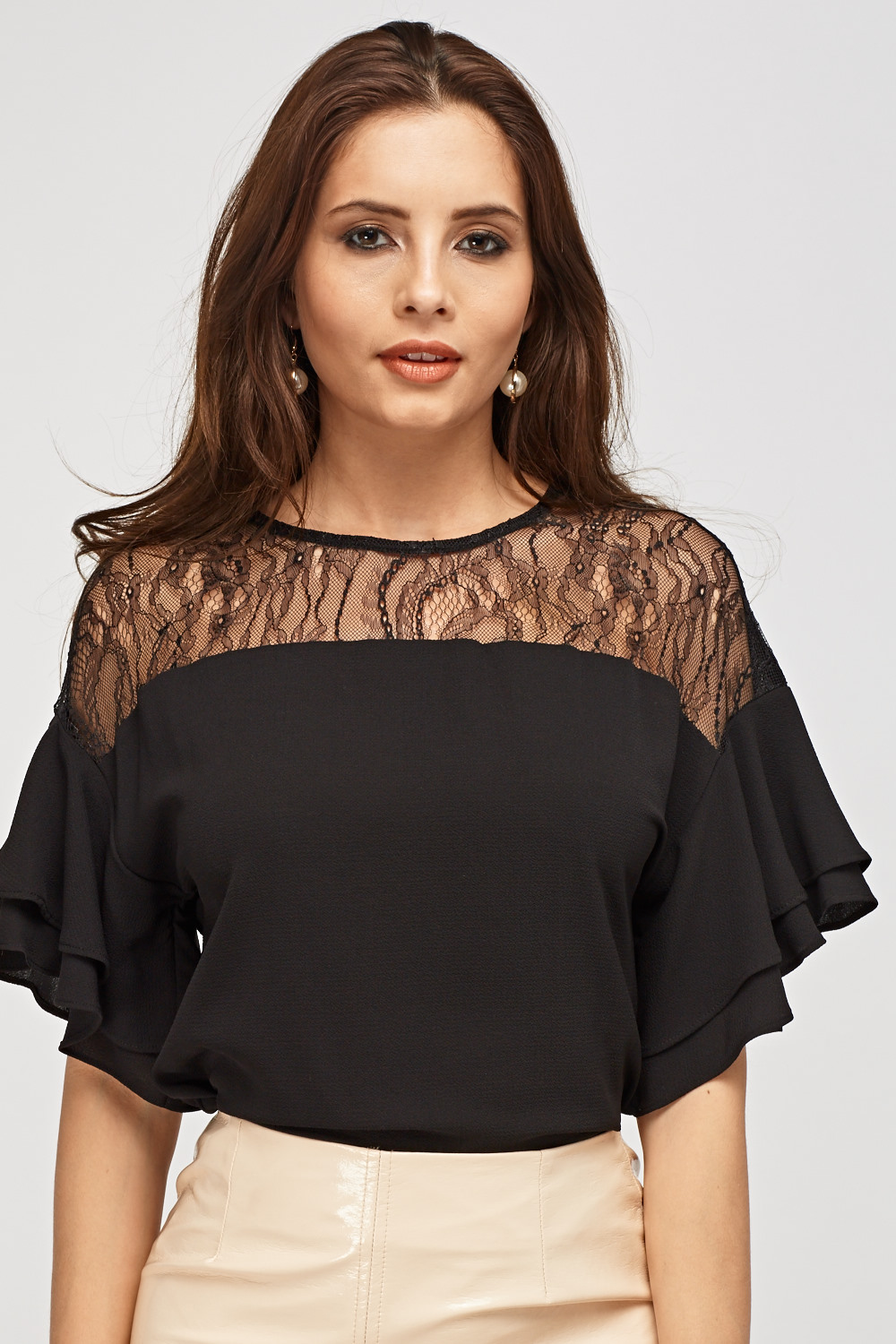 Lace Insert Textured Top - Just $7