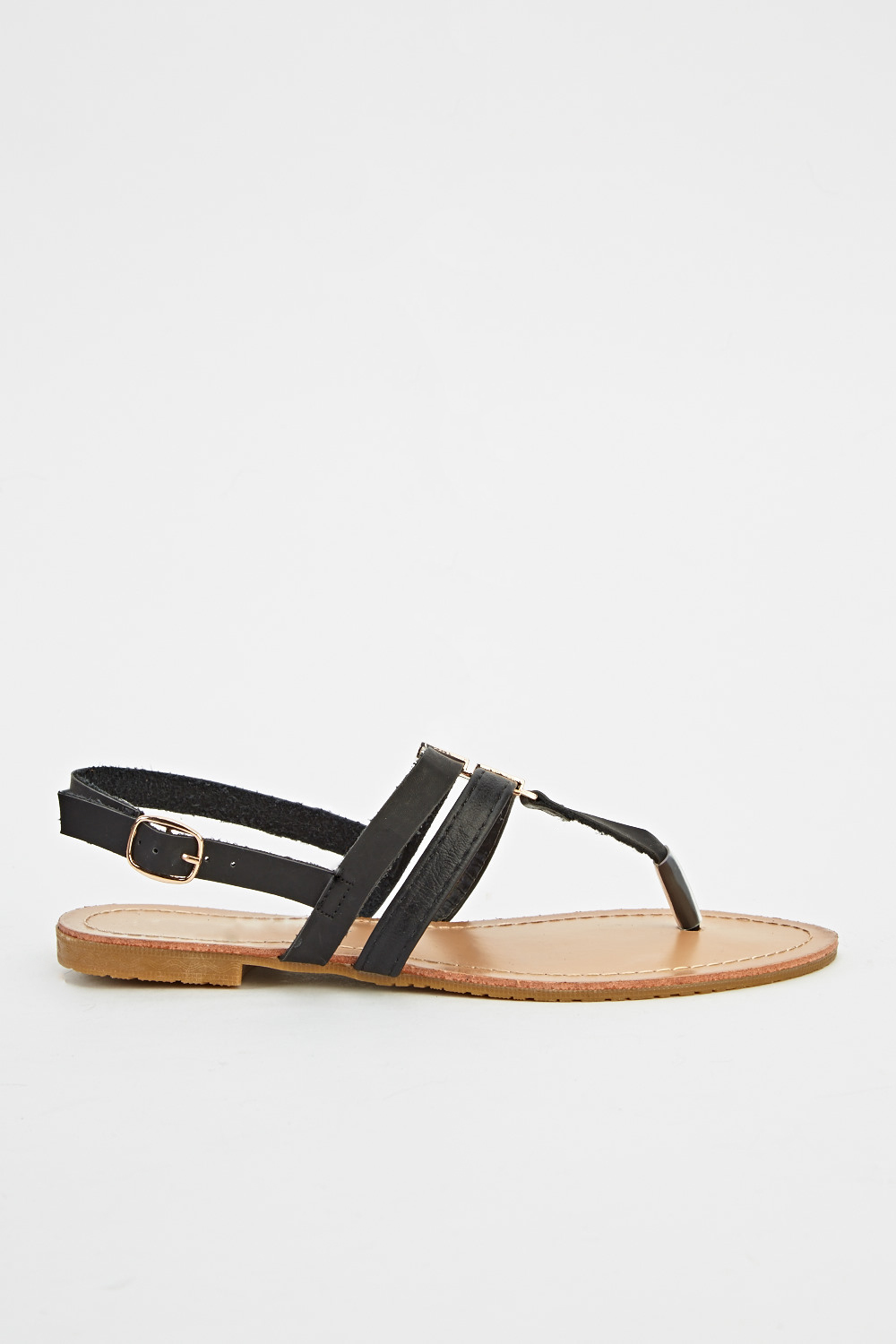 Faux Leather Detailed Sandals - Just $7