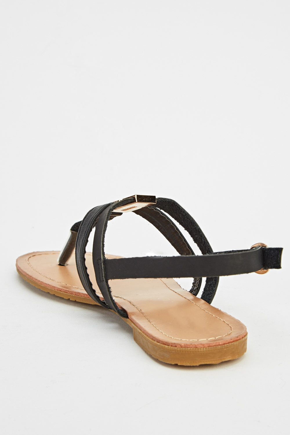 Faux Leather Detailed Sandals - Just $7