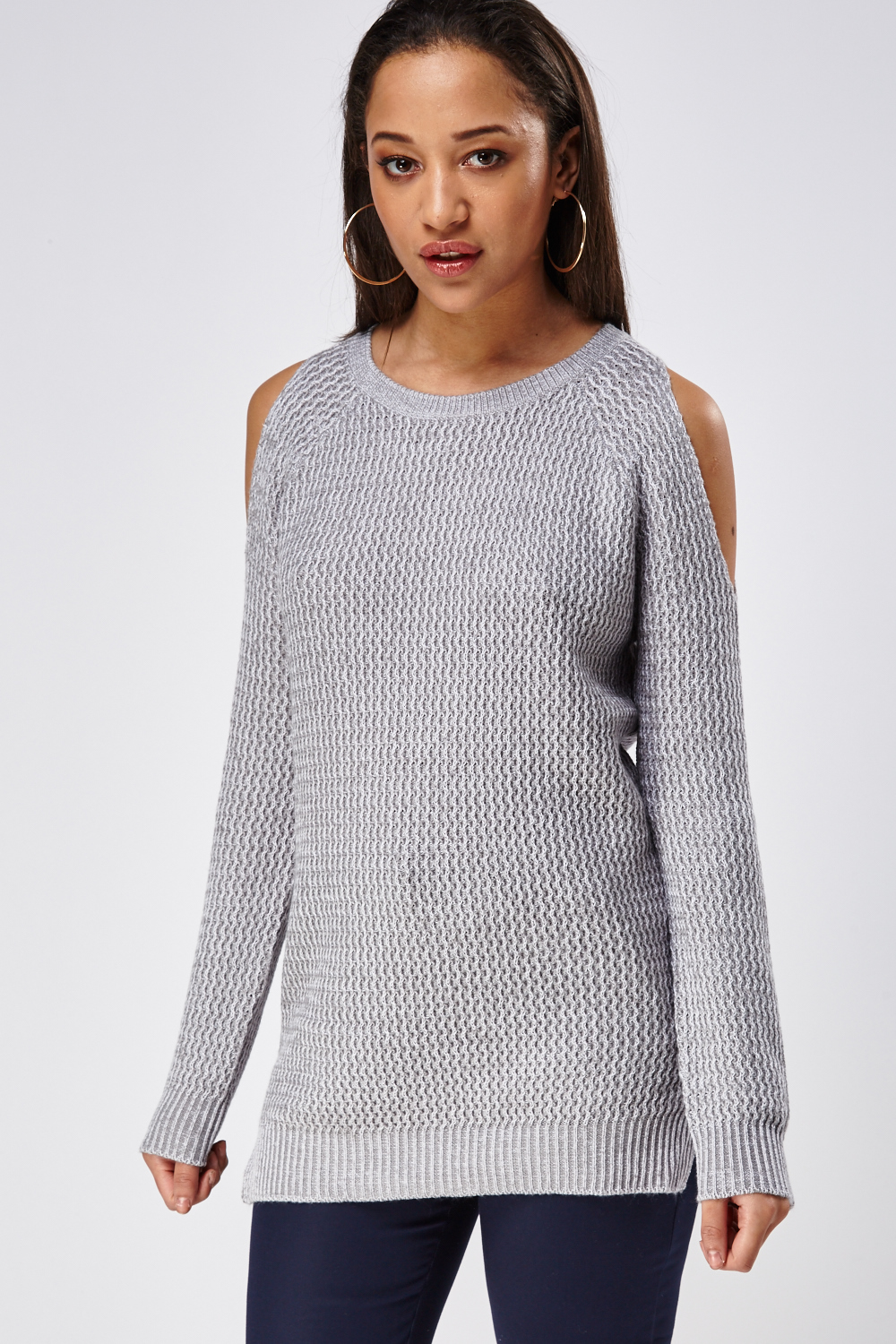 Knitted Cut Out Shoulder Jumper - Just $7