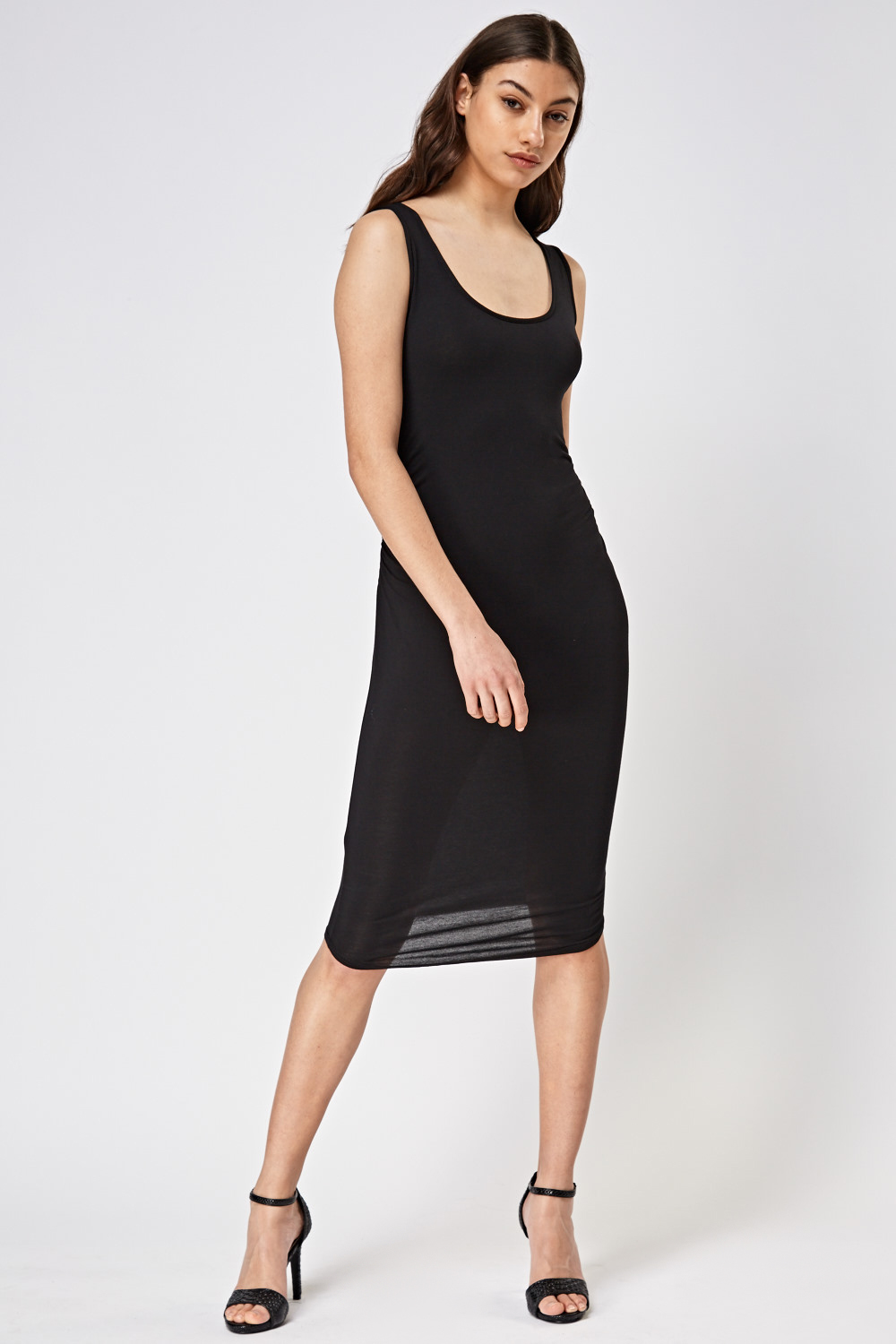 Ruched Side Sleeveless Dress - Just $3