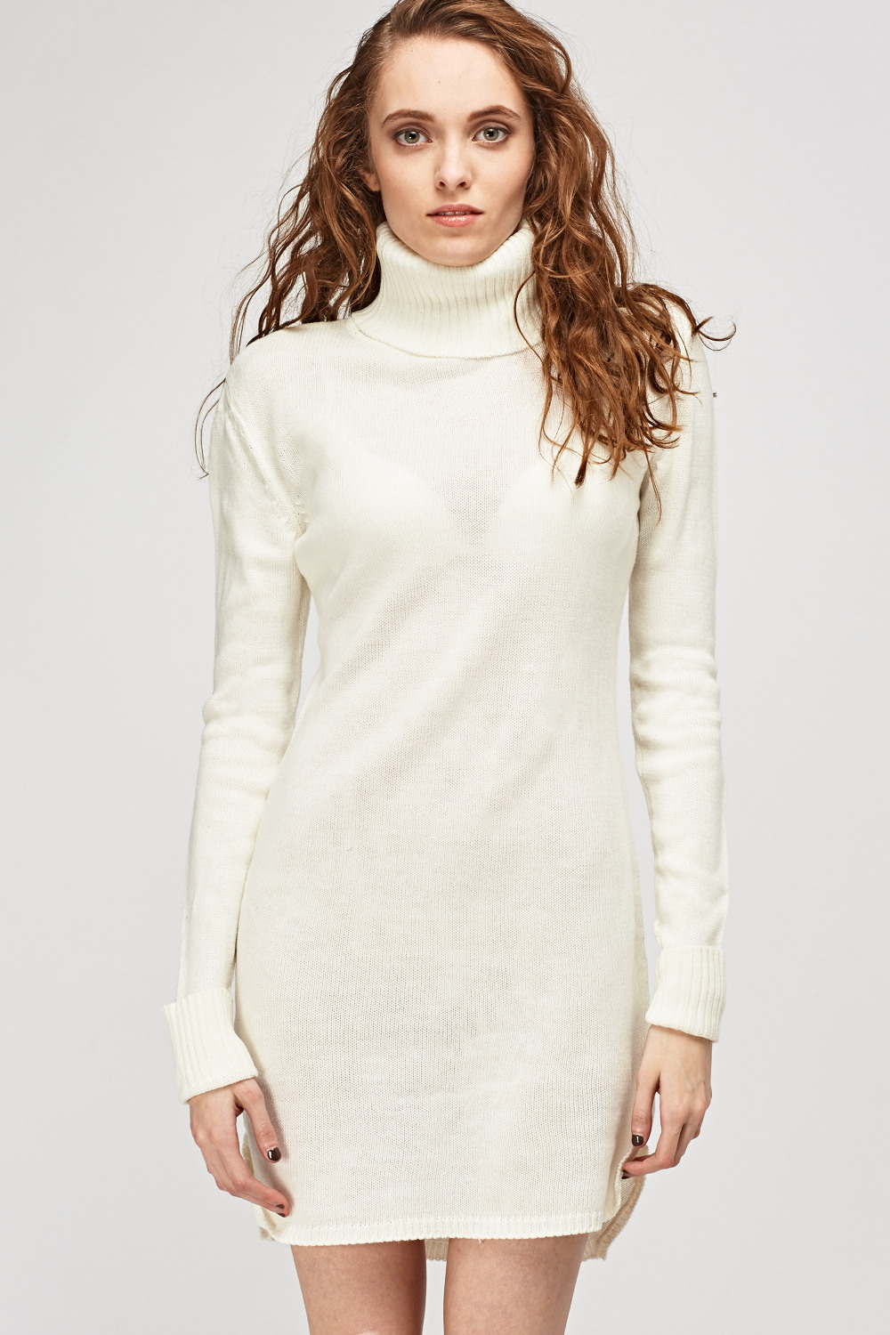 Turtle Neck Knitted Jumper Dress - Just $7