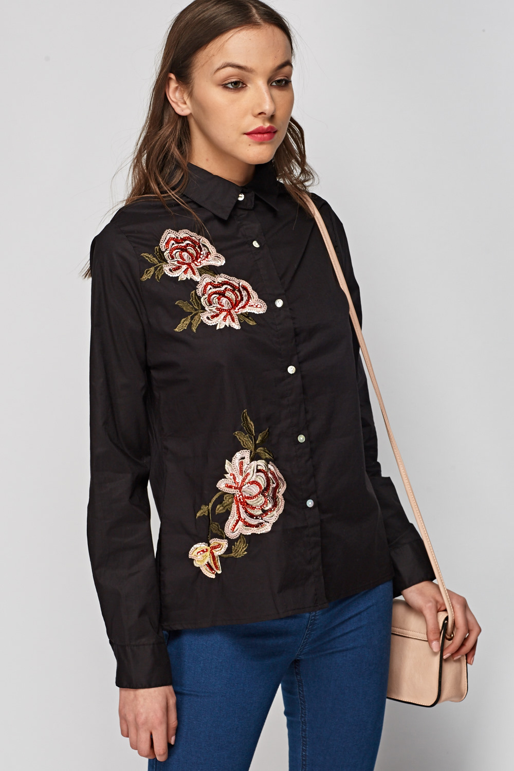 Embroidered Flower Shirt - Just $3