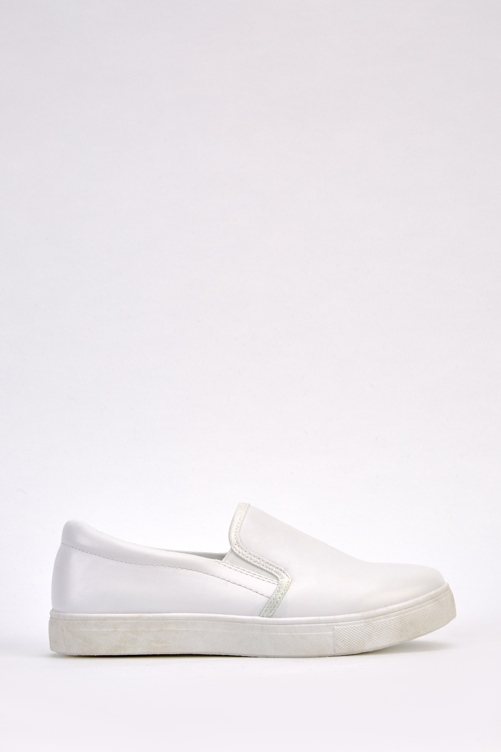 Faux Leather White Plimsolls - Just $6