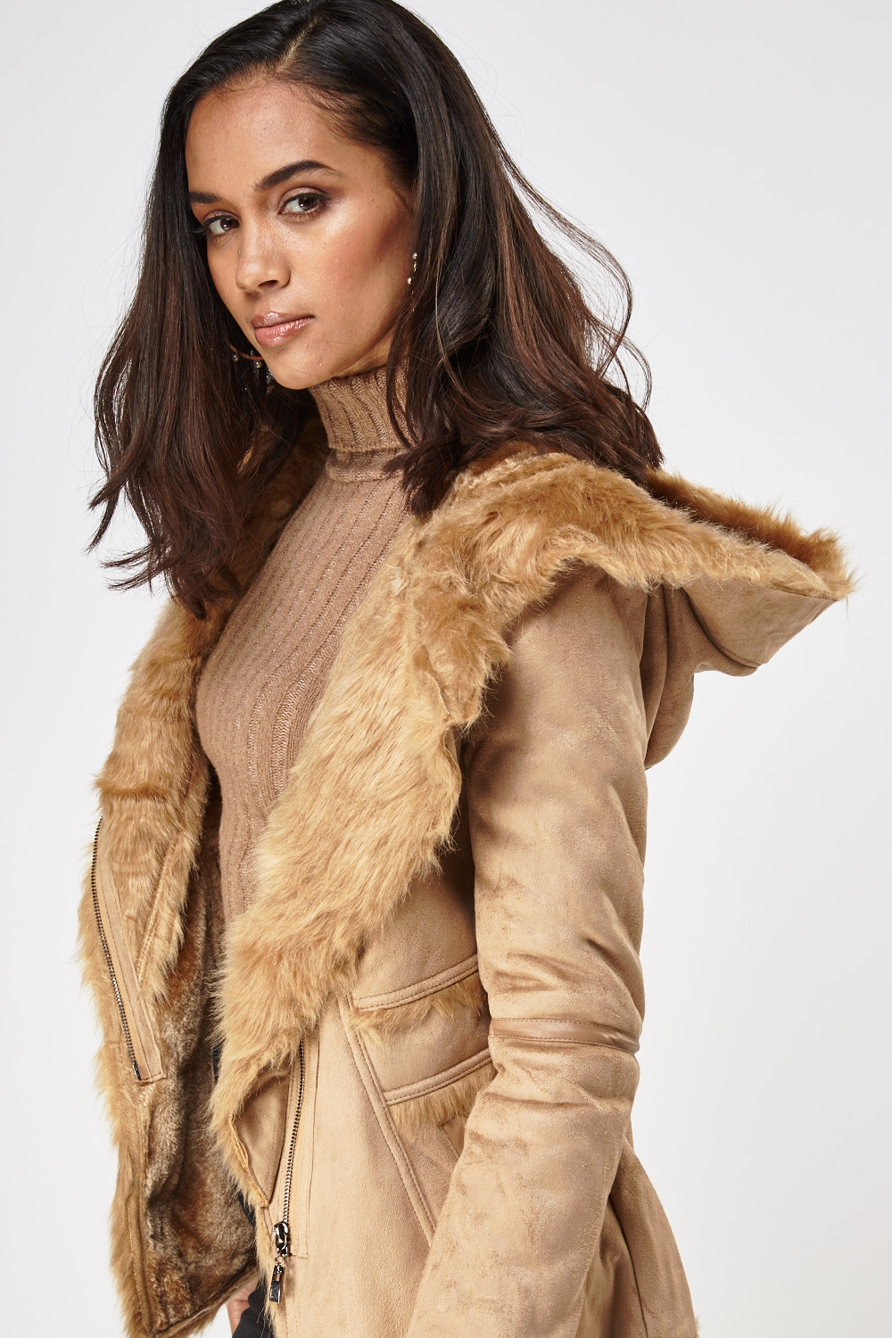 Faux Fur Lined Jacket - Just $7