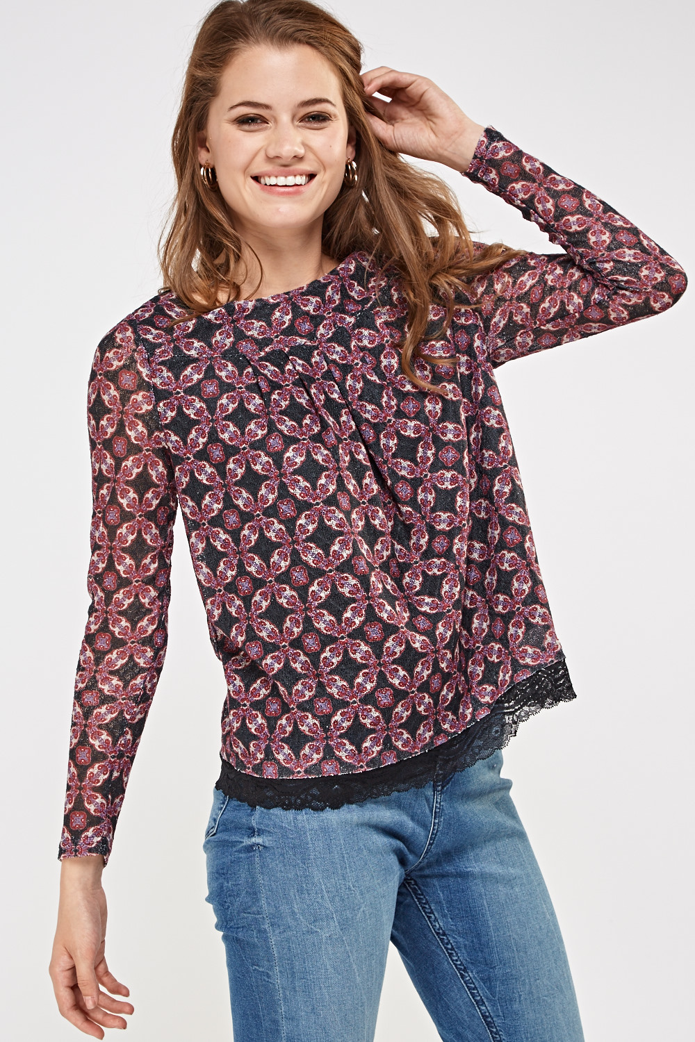 Knitted Lace Trim Top - Just $2