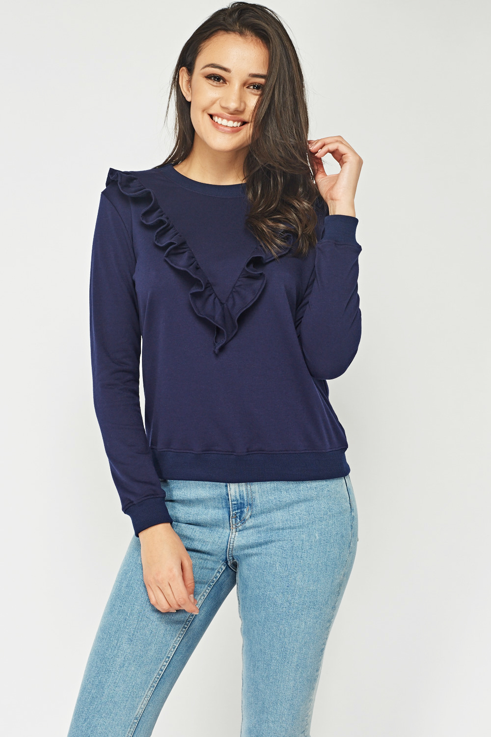 Frilled Front Casual Sweater - Just $7