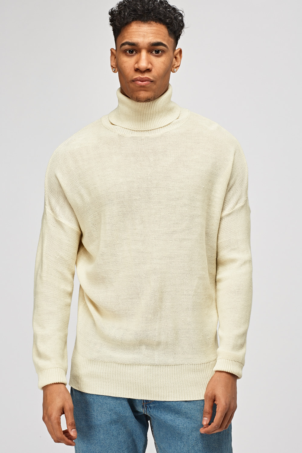 mens knitted roll neck jumper