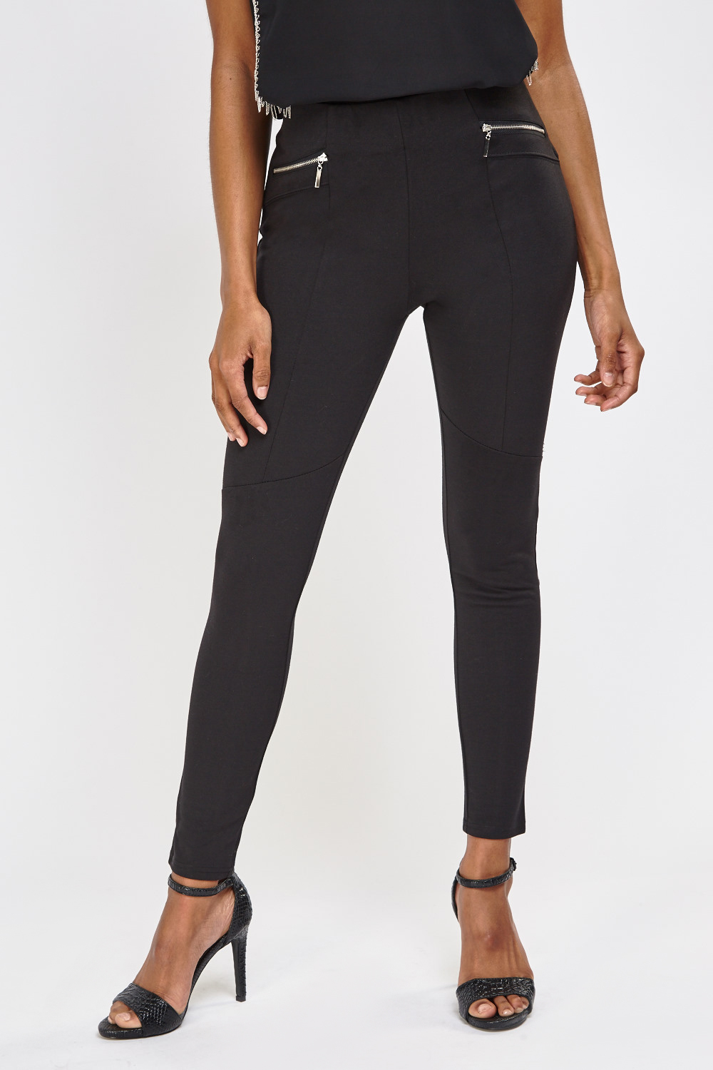 Zip Detailed Black Trousers - Just $7