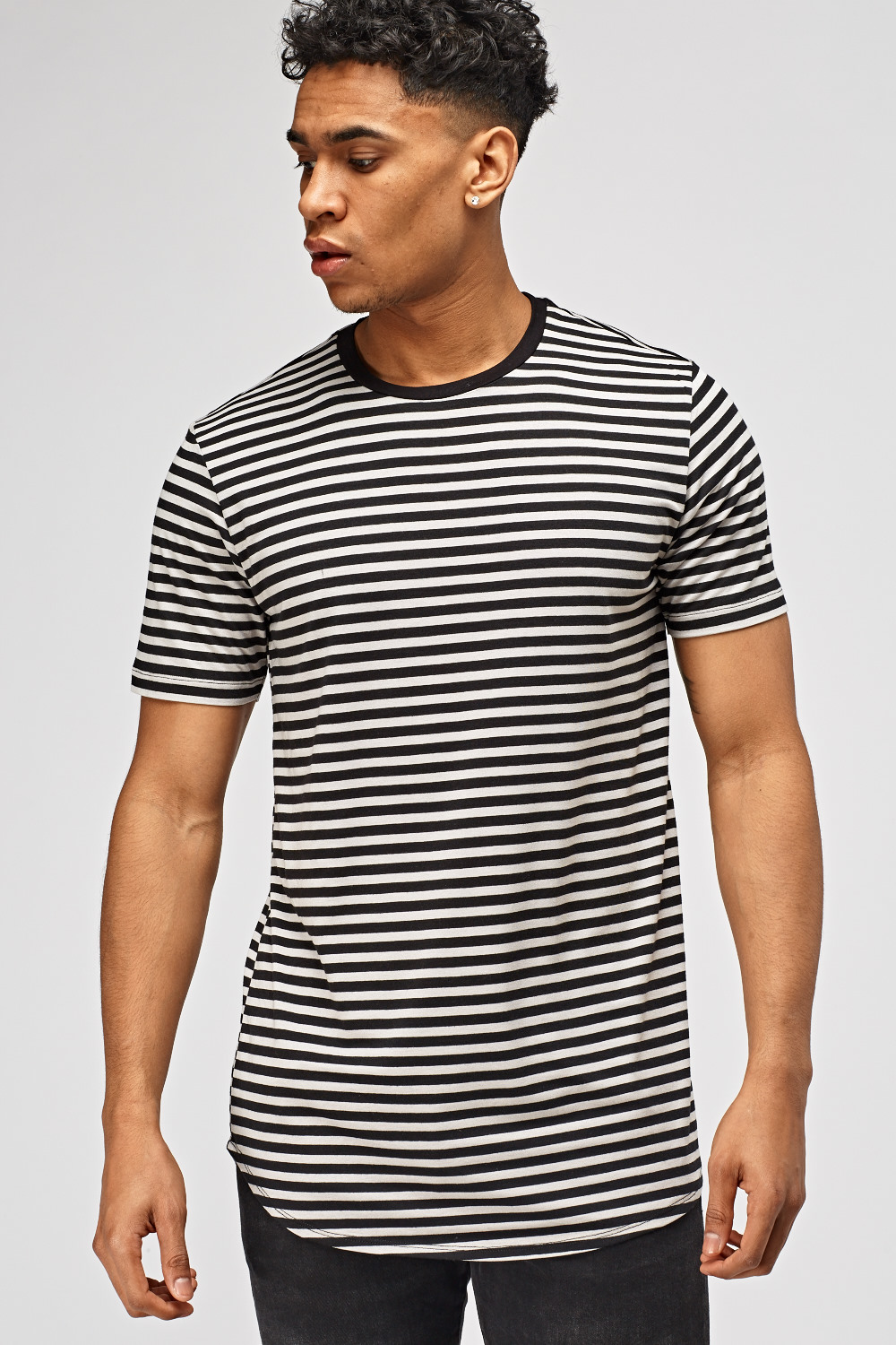 Striped Round Neck Mens T-Shirt - Just $7