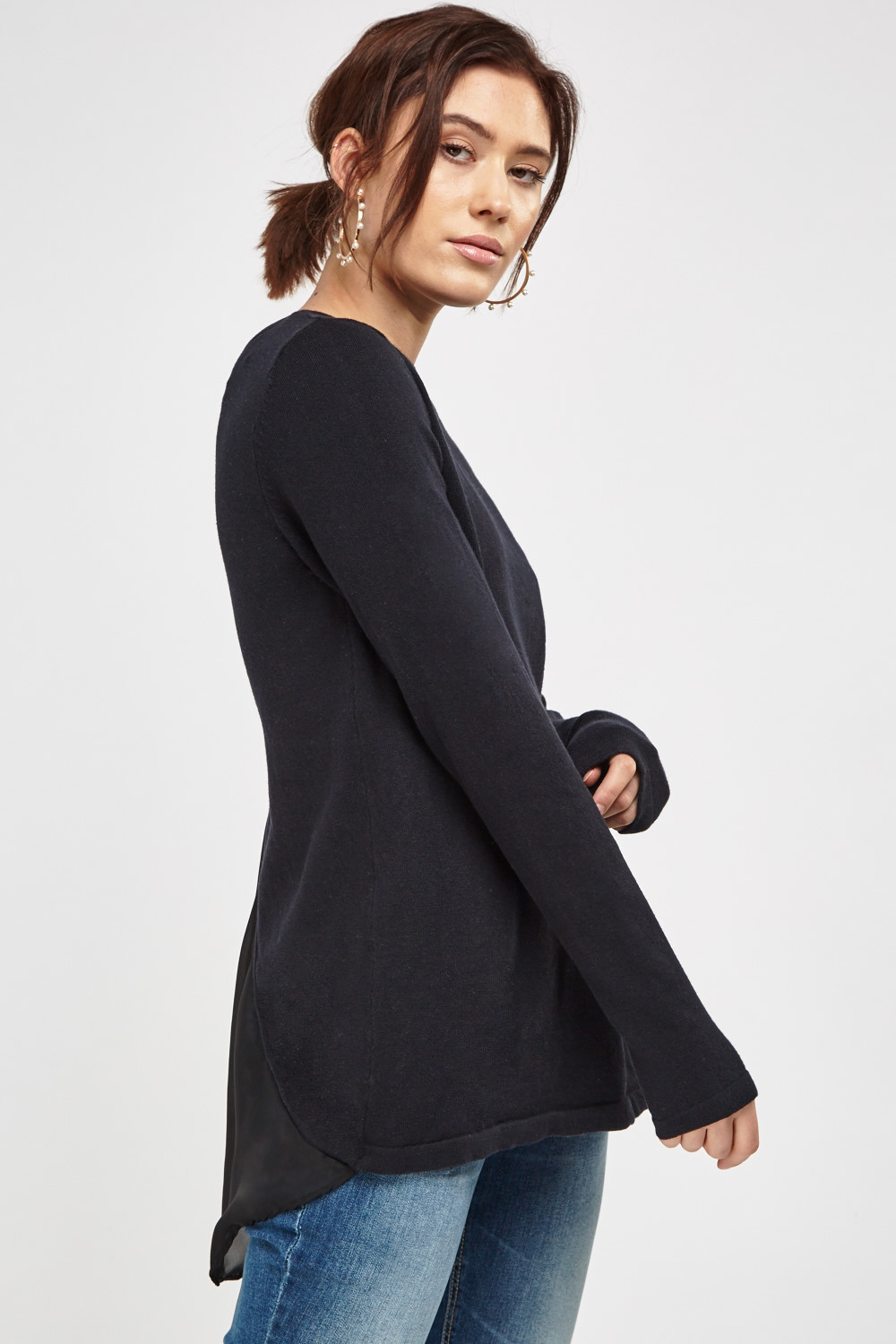Contrast Long Sleeve Knitted Top - Just $7