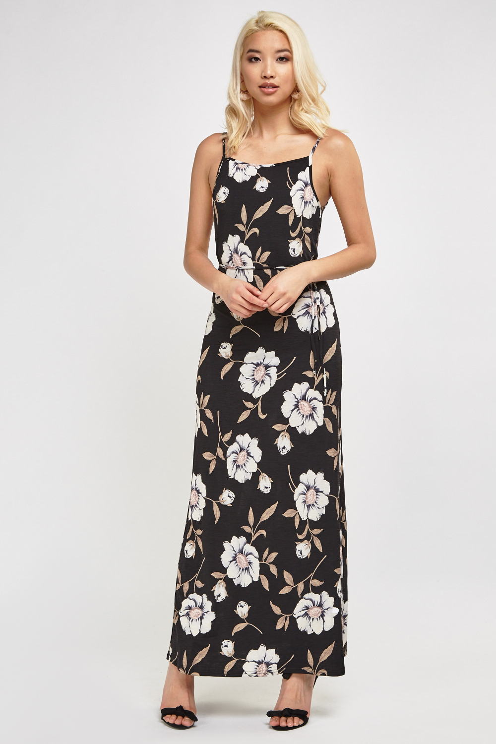 Flower Print Halter Neck Maxi Dress - Just $7