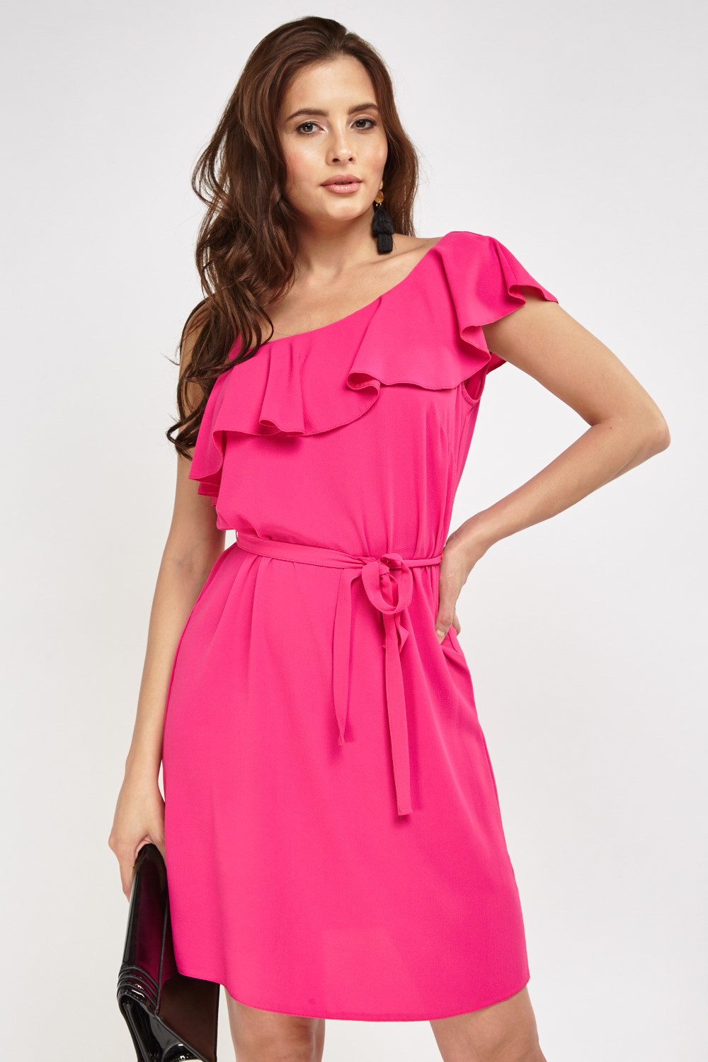 Frilly Asymmetric Tie Up Dress Just 3
