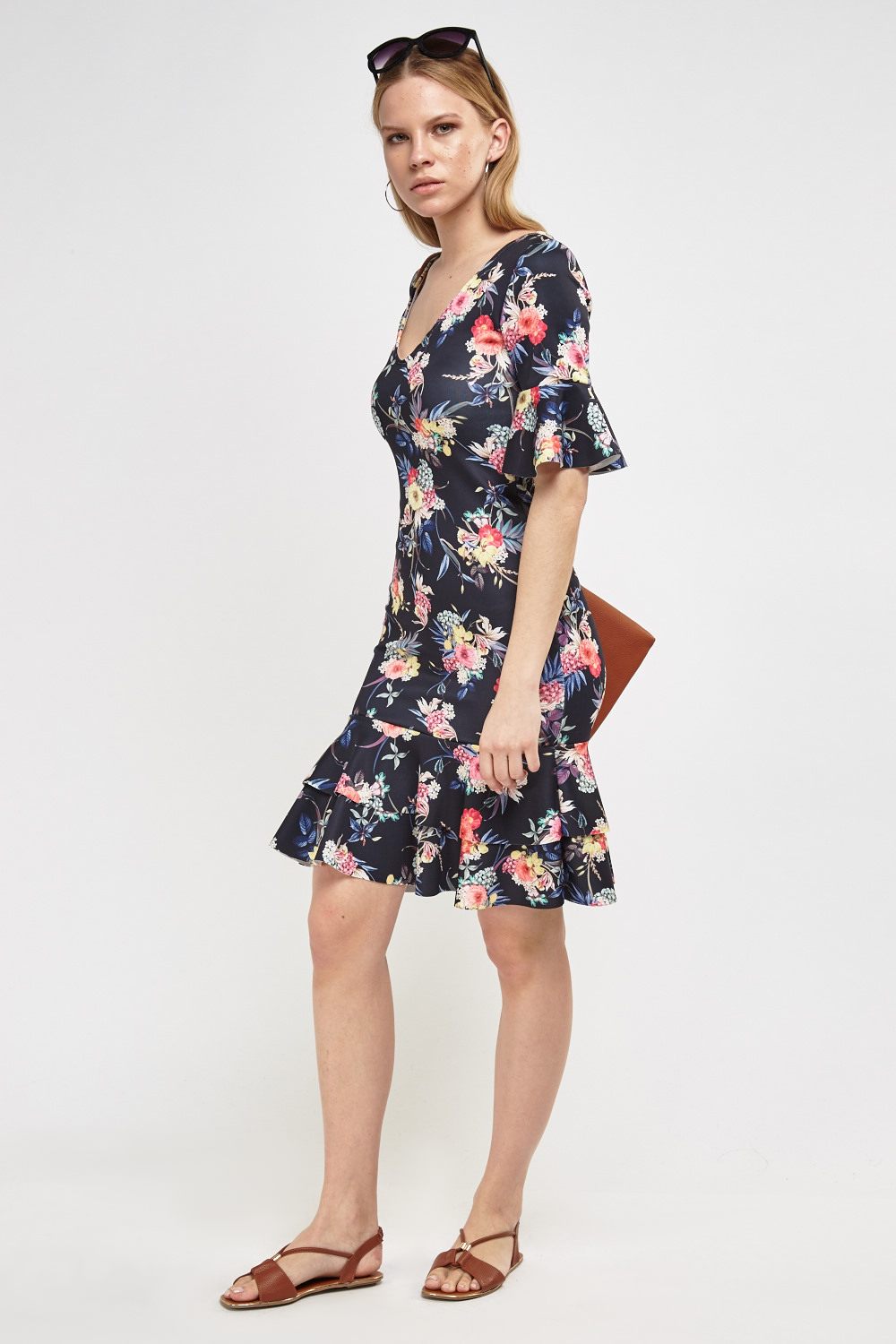 Floral Printed Tiered Dress - Just $3
