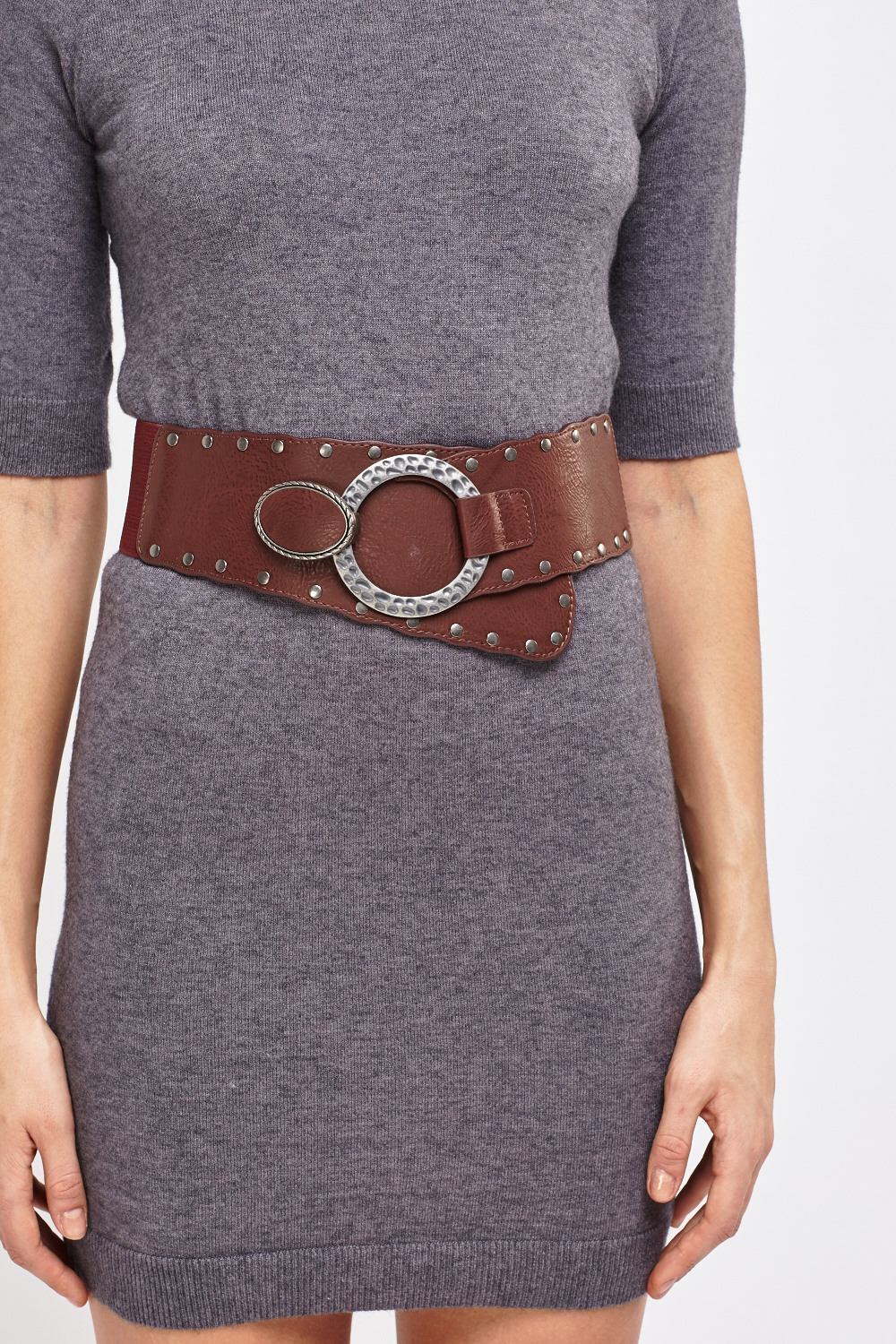 Faux Leather Wide Detailed Belt - Just $6