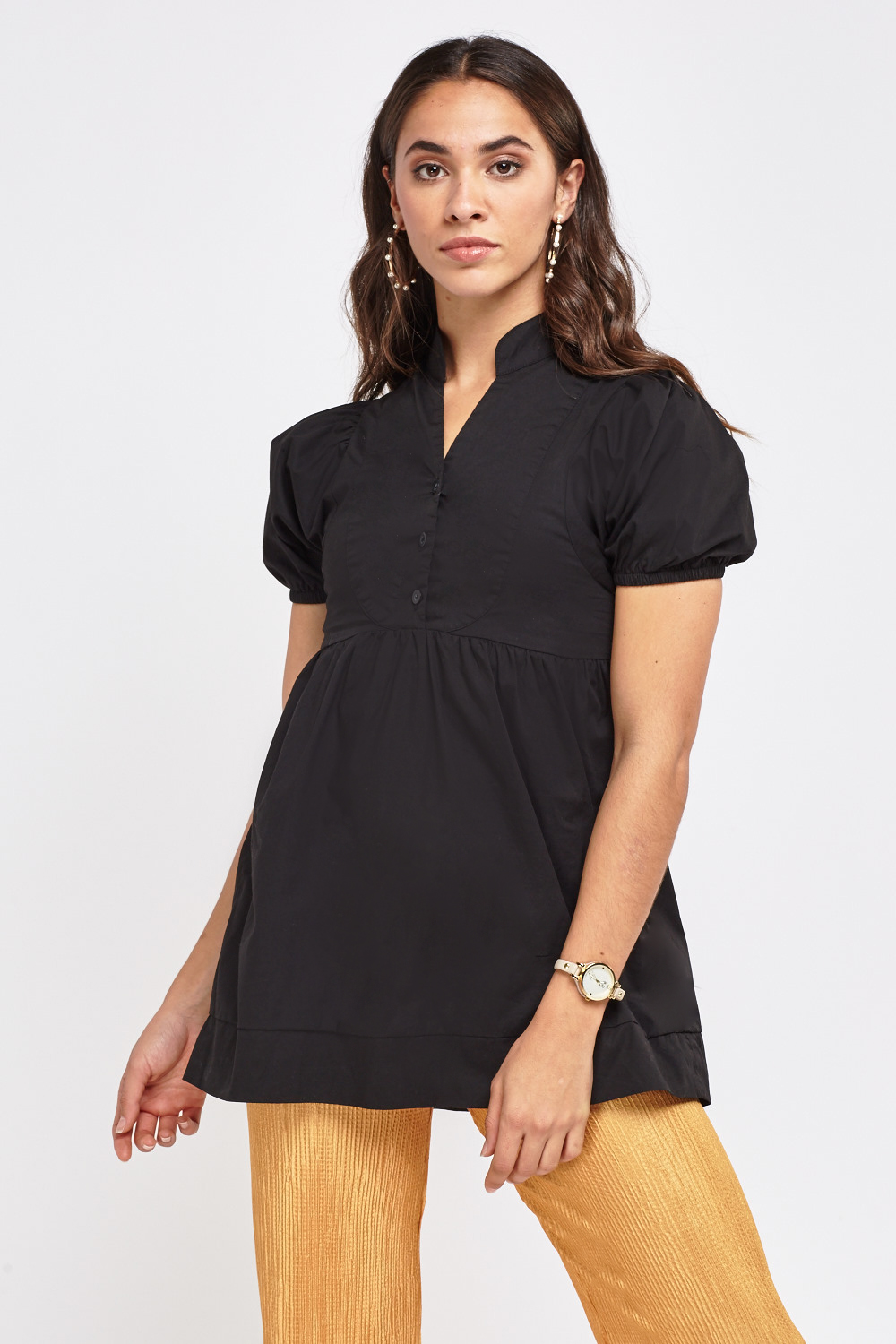 ruffle front shirt