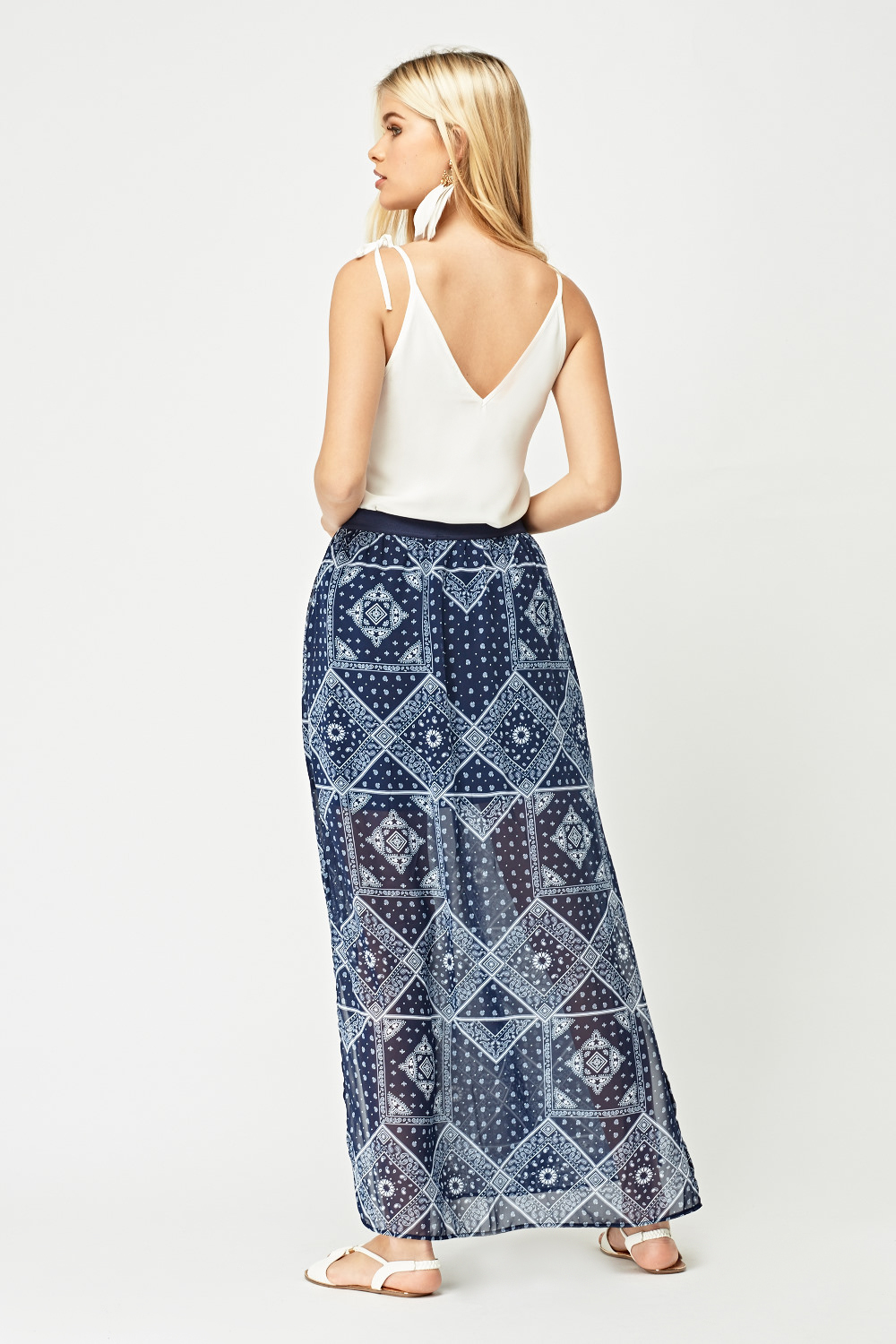 Bandana Print Sheer Maxi Skirt - Just $3