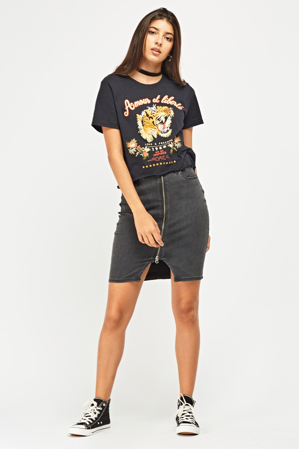 Graphic Front Cropped T-Shirt - Just $7
