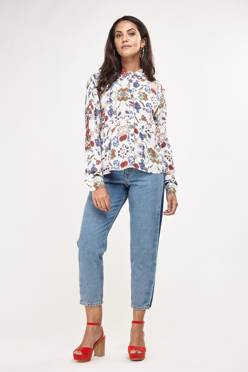 Printed Button Front Shirt - Just $6