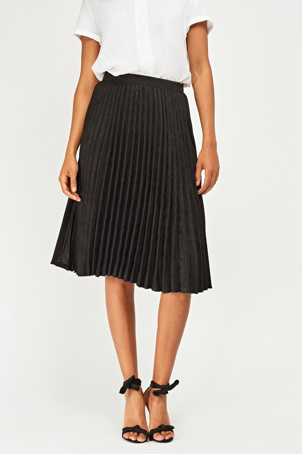 Pleated Suede Midi Skirt - Just $6