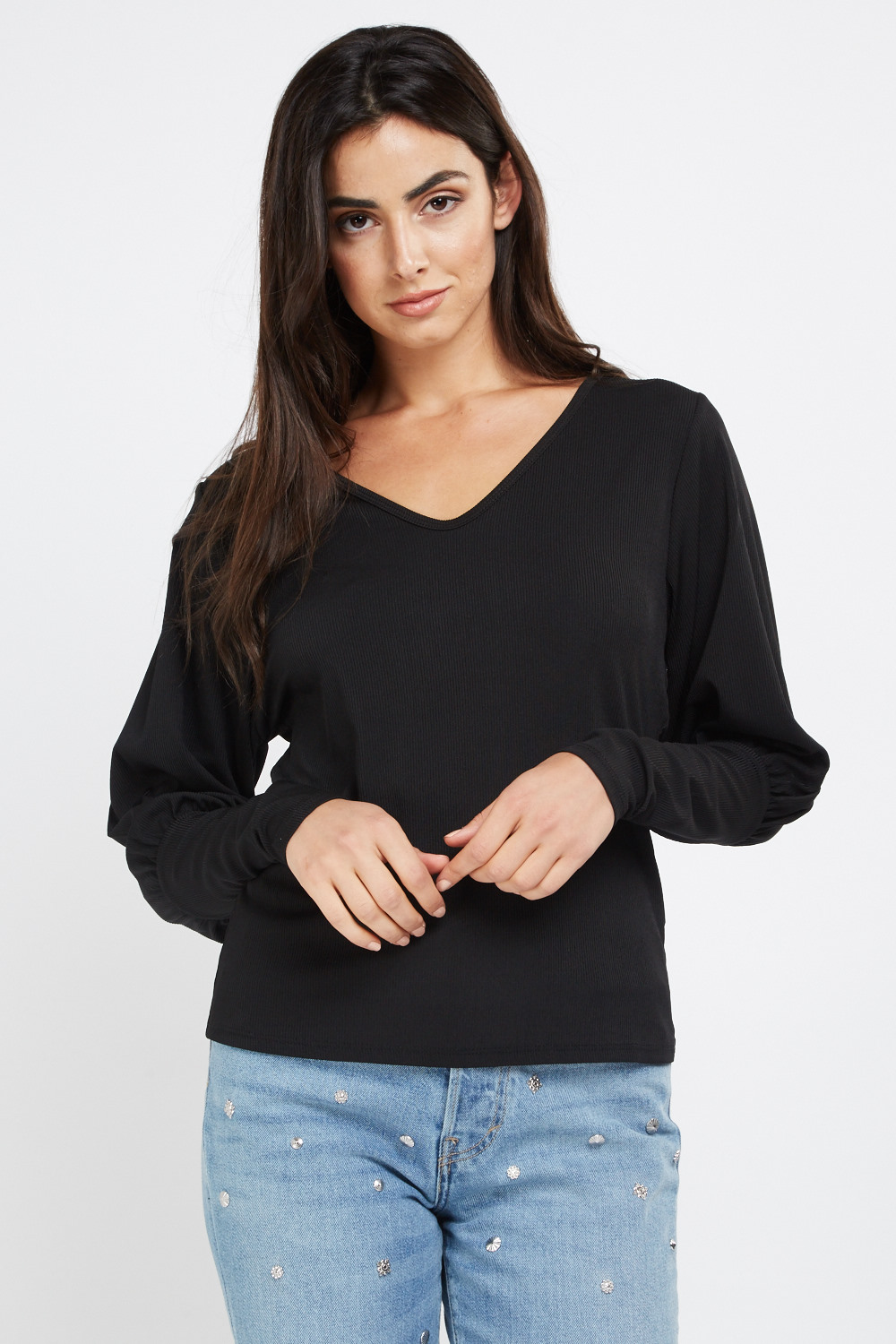 Long Bishop Sleeve Cuffed Top - Just $6