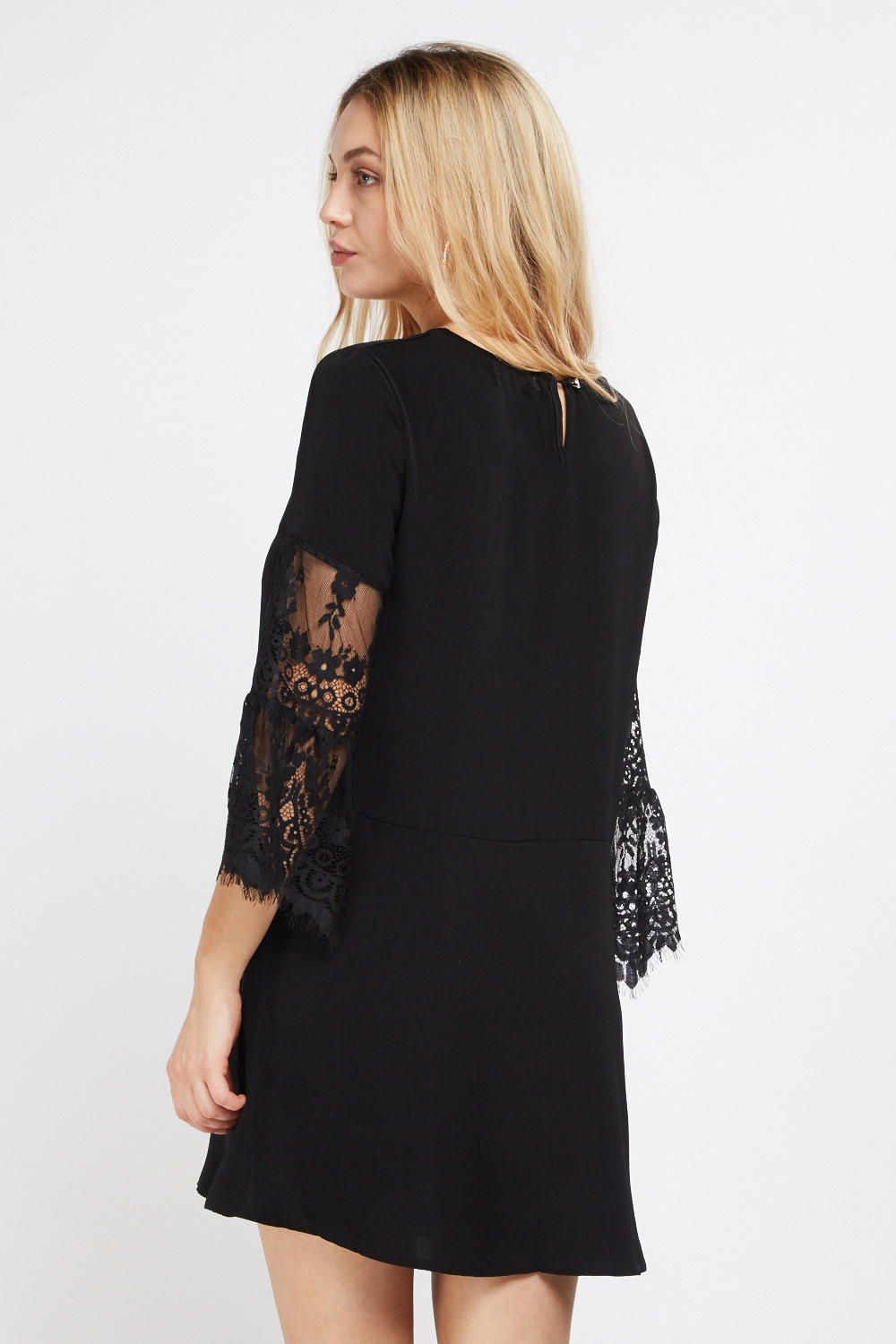 Frilly Lace Sleeve Swing Dress - Just $6